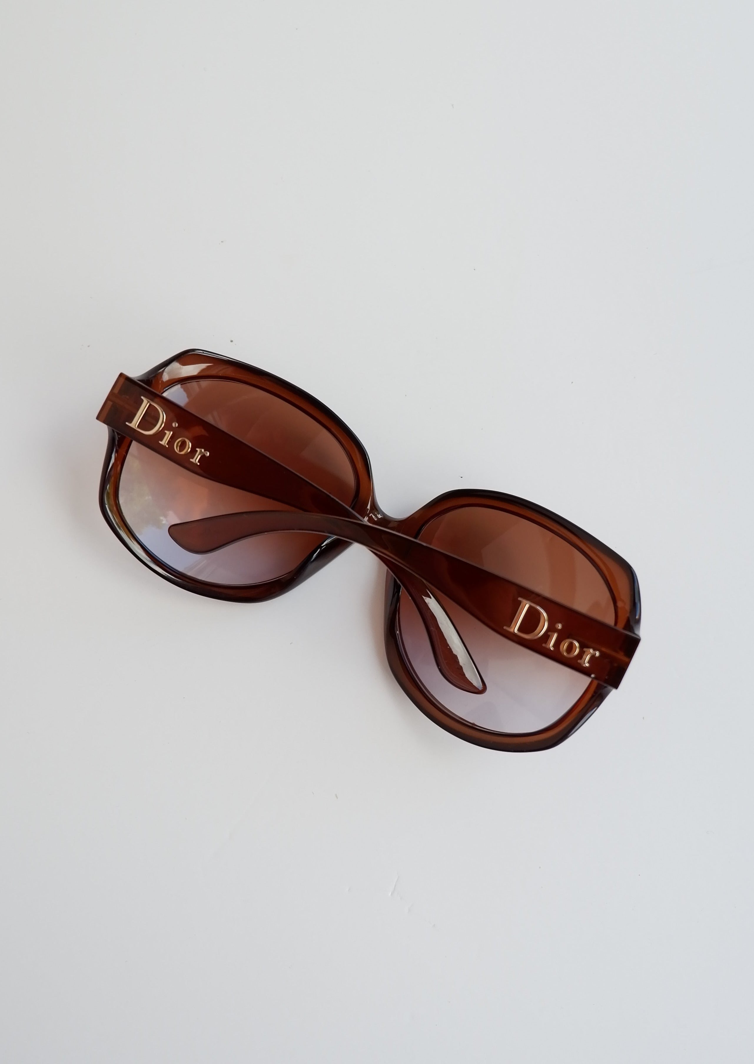 Authentiques Lunettes de Soleil Dior Vintage Marron Rondes Surdimensionnées