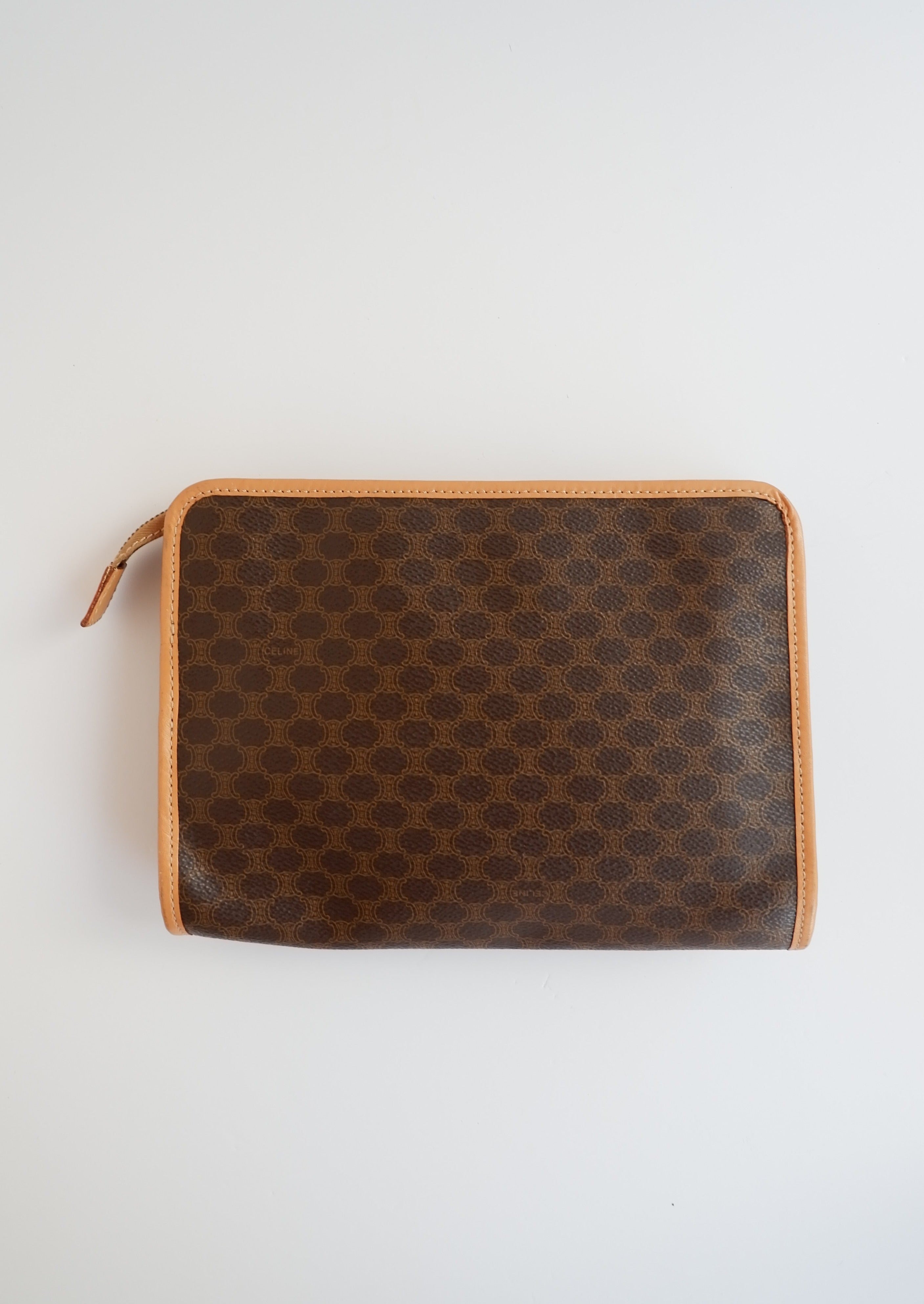 Authentic Preowned Vintage Celine Brown Macadam Print Pouch