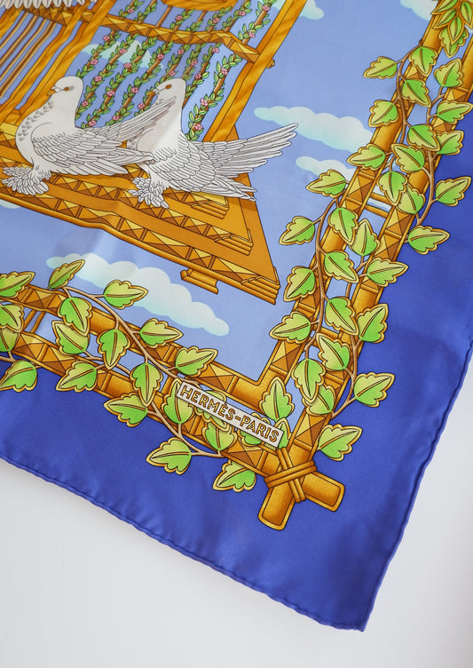 Authentic Preowned Hermes Multi-Colour Birds Silk Scarf