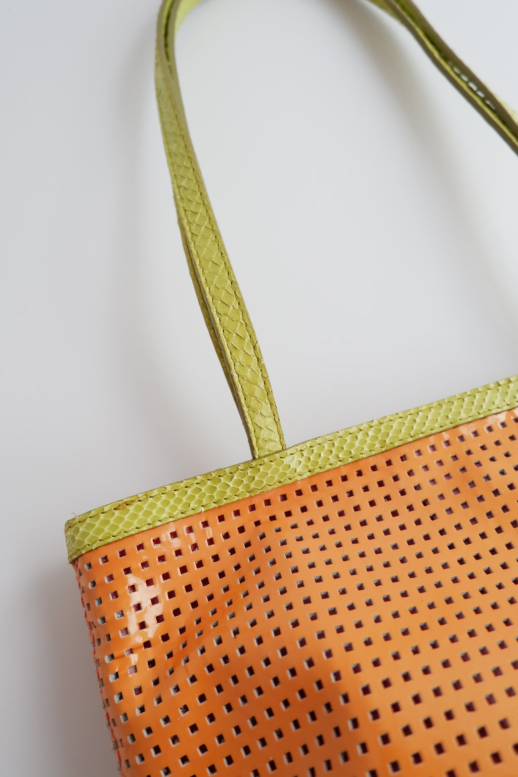 Sac cabas mini Fendi orange/vert d'occasion authentique