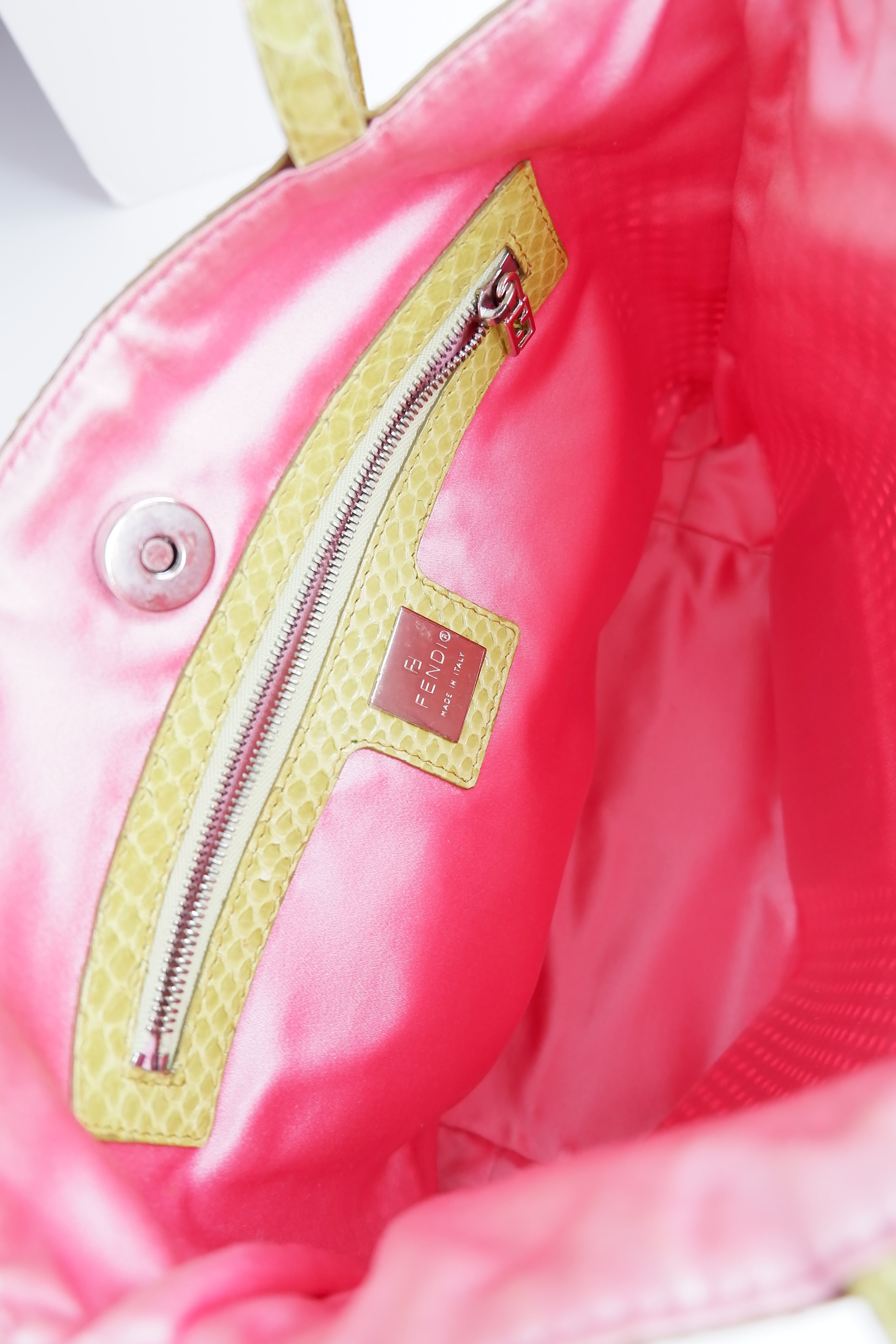 Sac cabas mini Fendi orange/vert d'occasion authentique