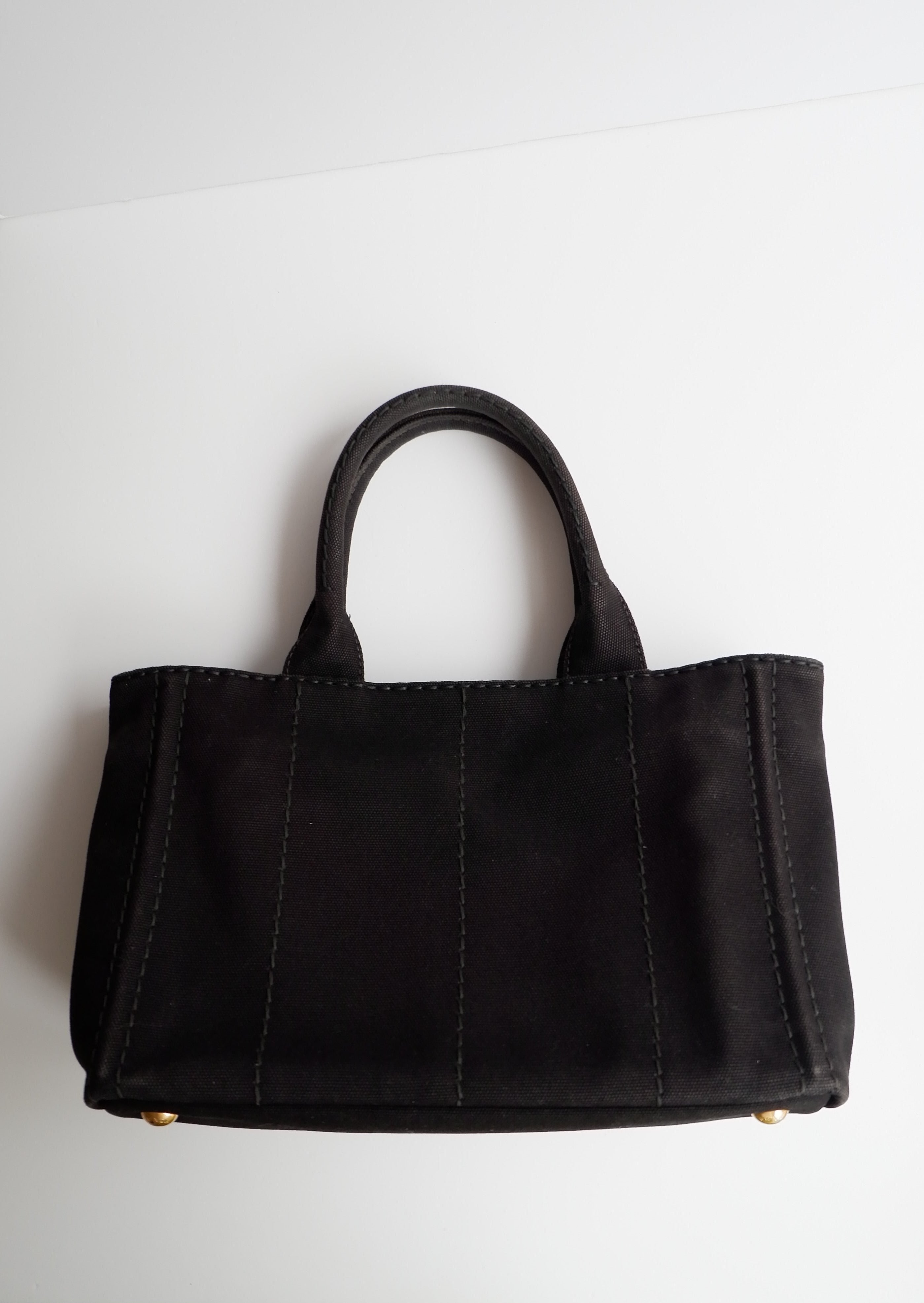 Sac bandoulière / cabas Prada Canapa en toile noire, authentique et d'occasion