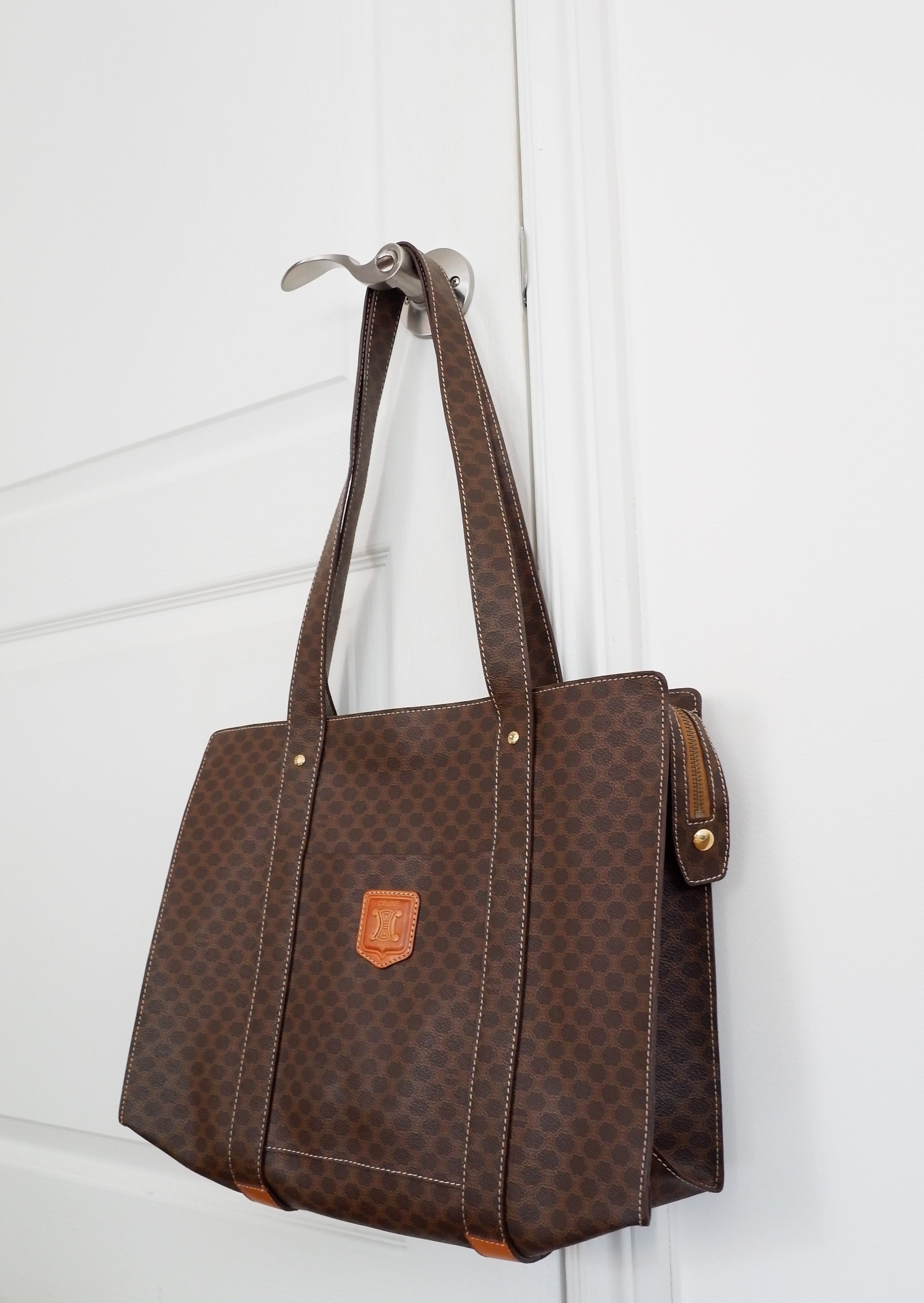 Authentique Sac Cabas Vintage Céline Macadam Marron d'occasion