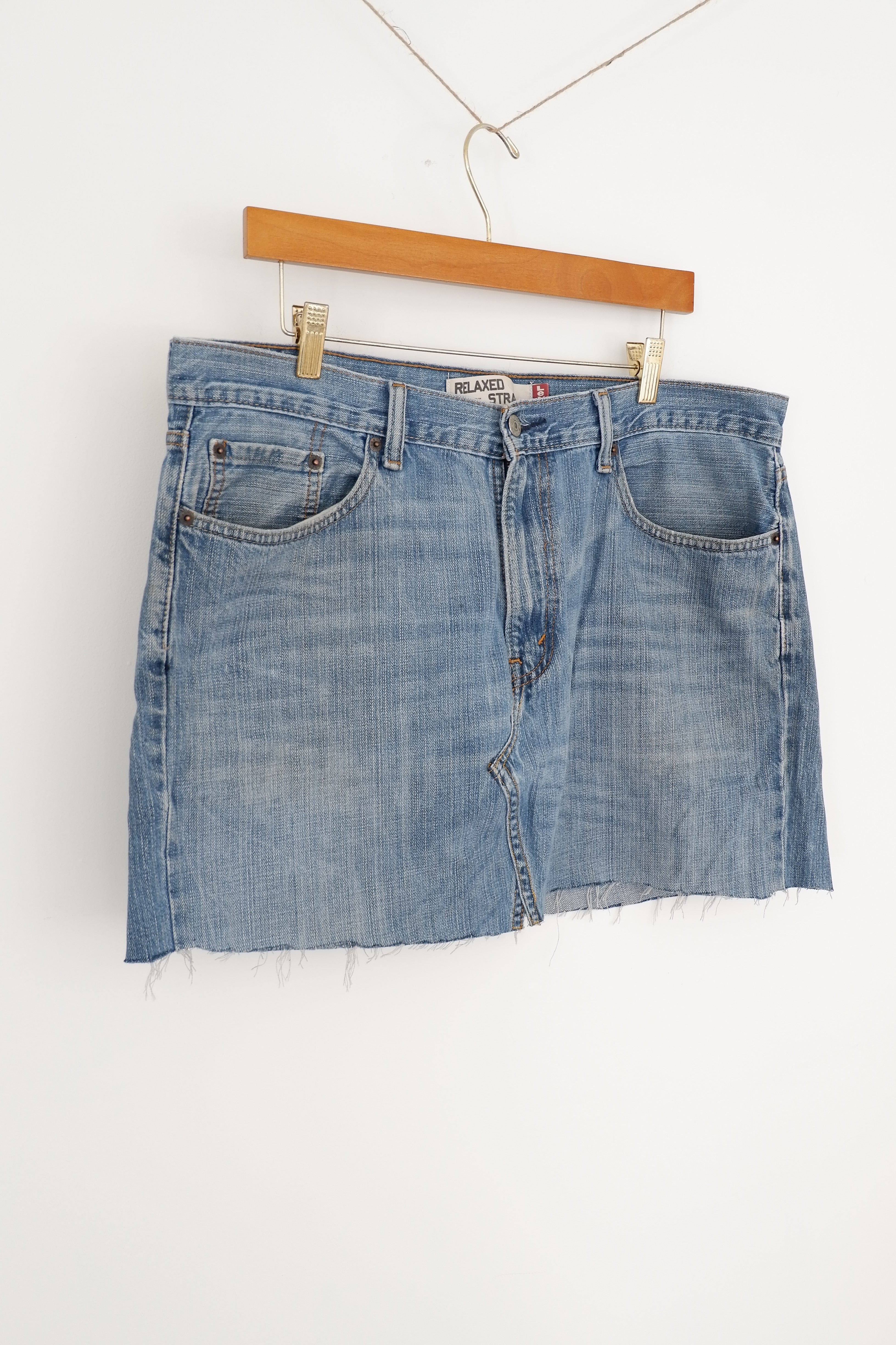 Levis Medium Wash Hand Worked Mini SKirt - 36