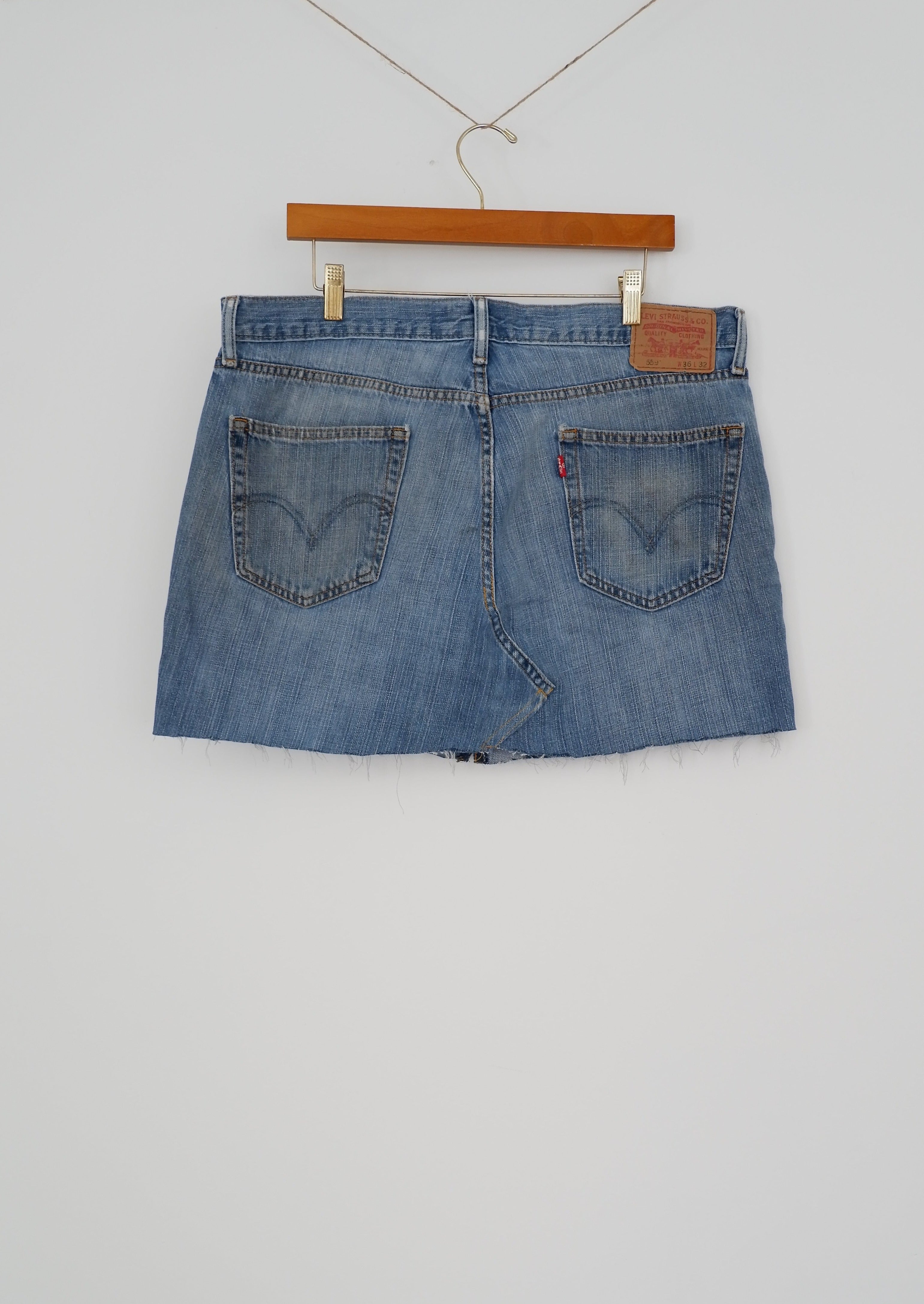 Levis Medium Wash Hand Worked Mini SKirt - 36