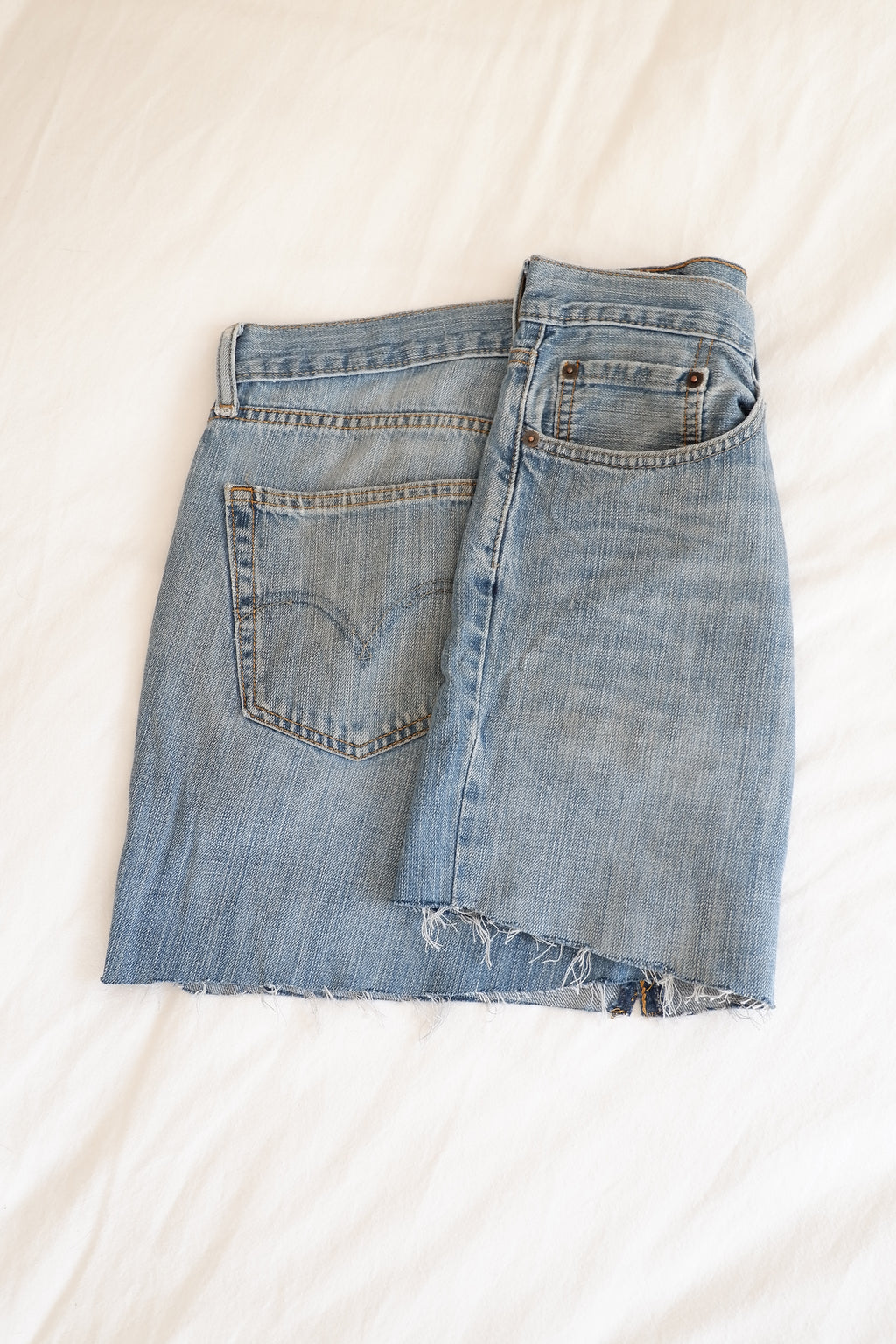 Levis Medium Wash Hand Worked Mini SKirt - 36