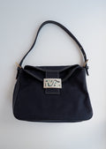 Authentique Sac porté épaule Fendi Baguette en toile bleu marine d'occasion