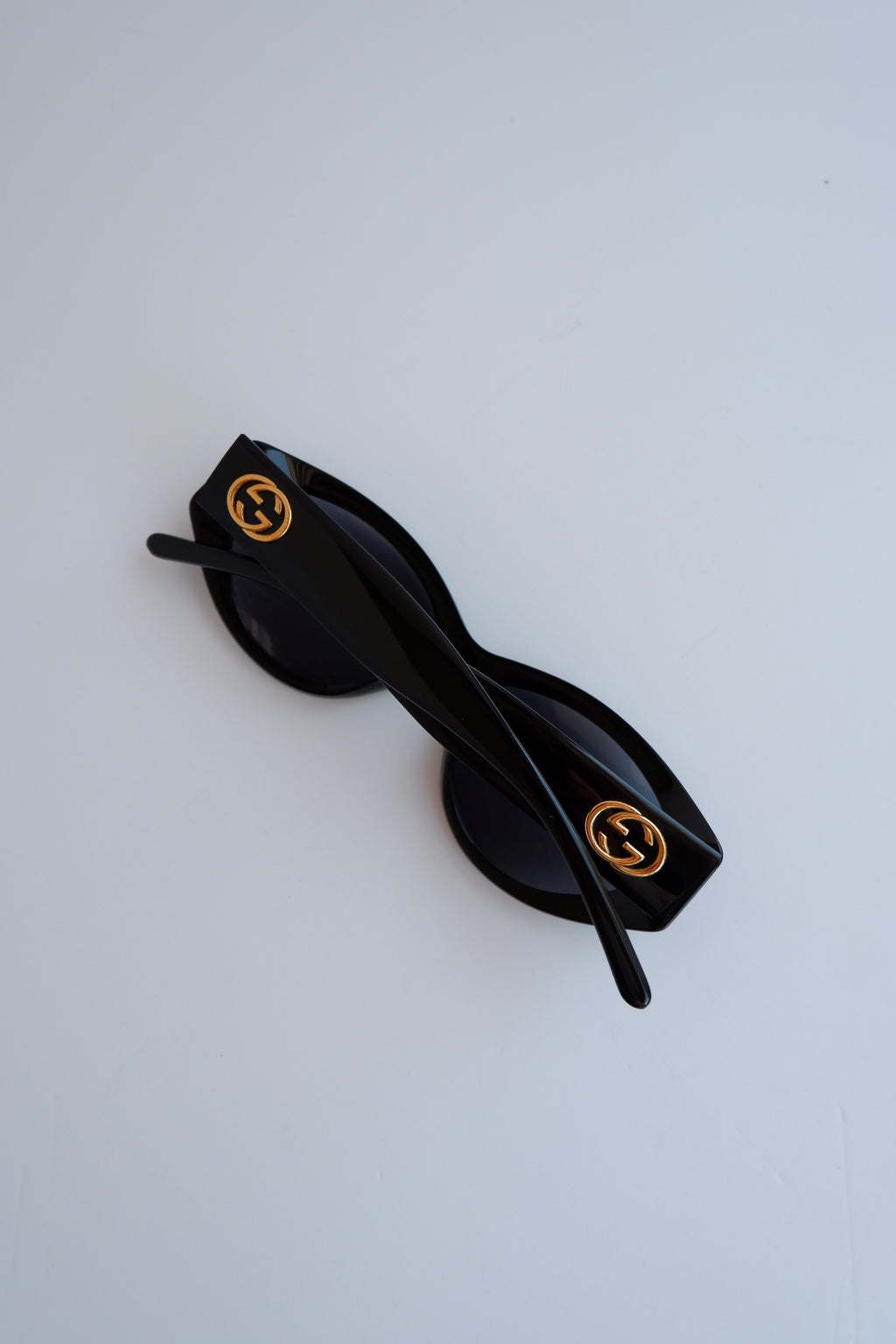Authentic Preowned Vintage Gucci Black Rounded Slim Frame Sunglasses