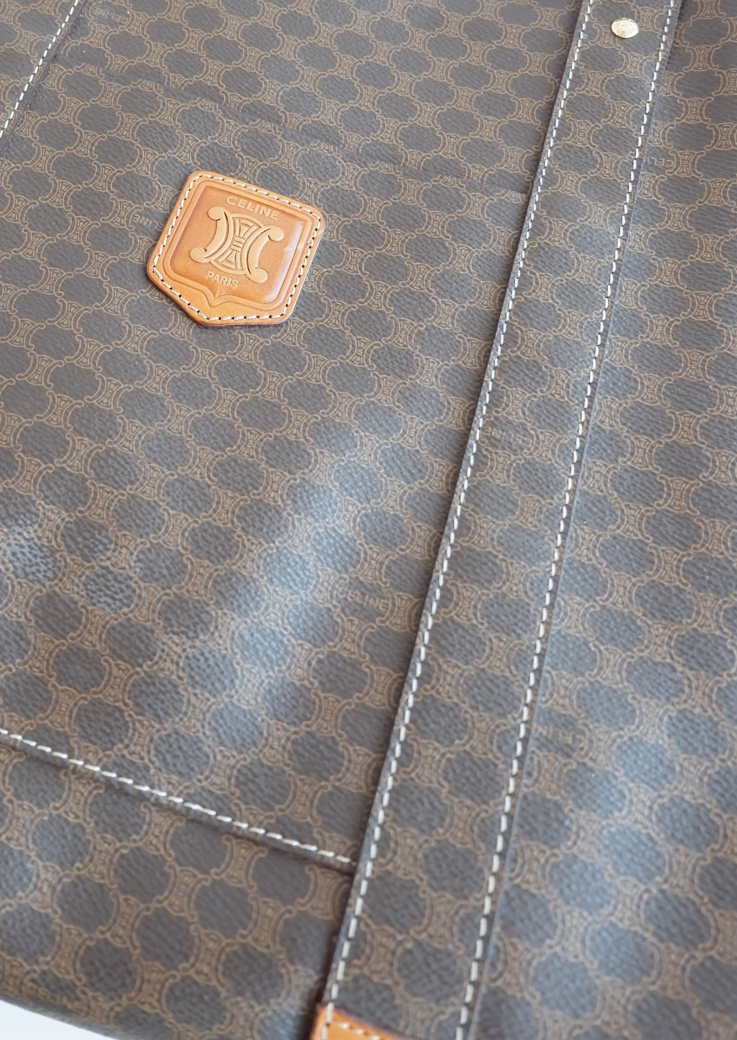 Authentique Sac Cabas Vintage Céline Macadam Marron d'occasion