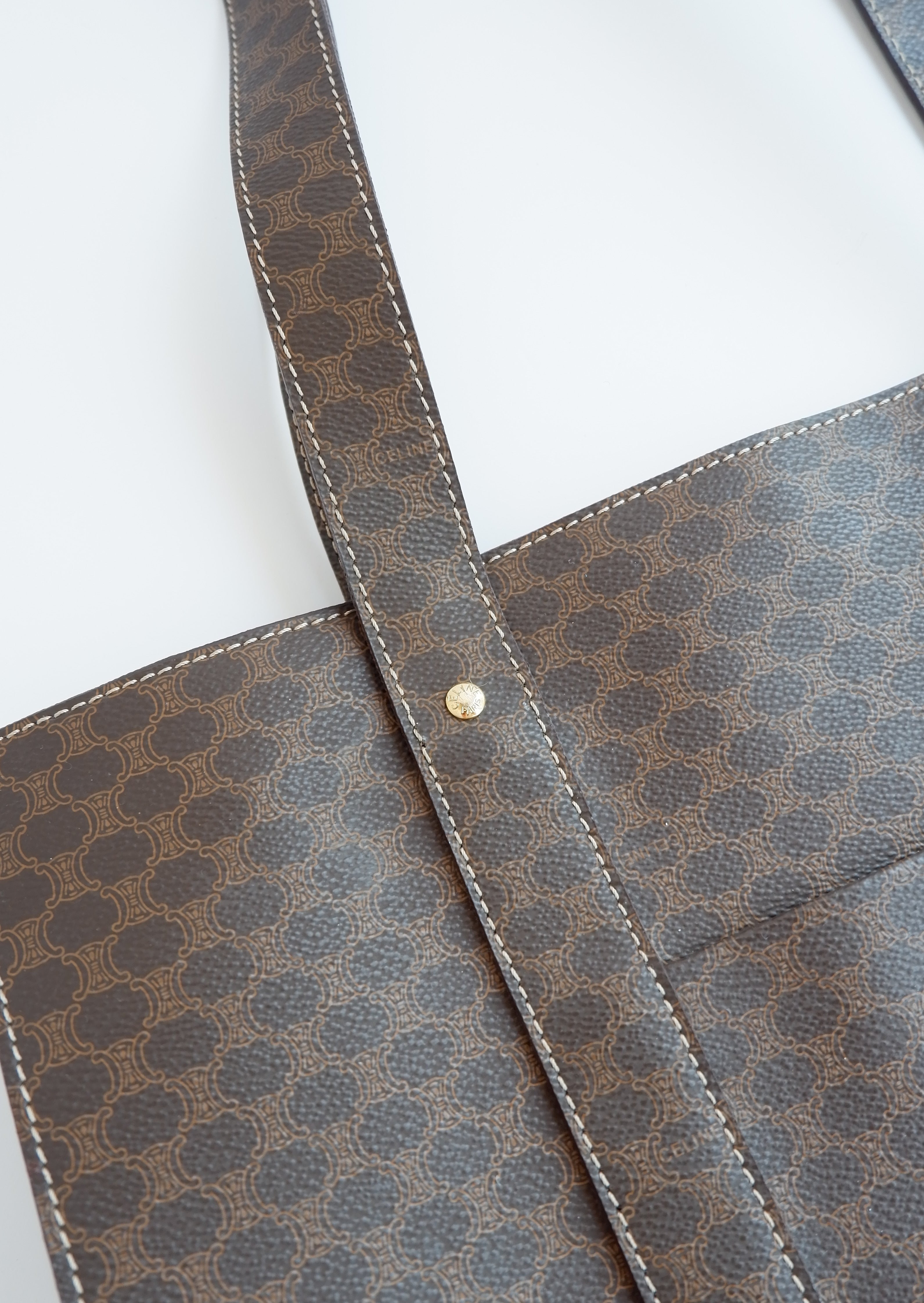 Authentique Sac Cabas Vintage Céline Macadam Marron d'occasion