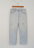 Levis Vintage Light 505 Light Wash Relaxed Fit Ripped Jeans - 38