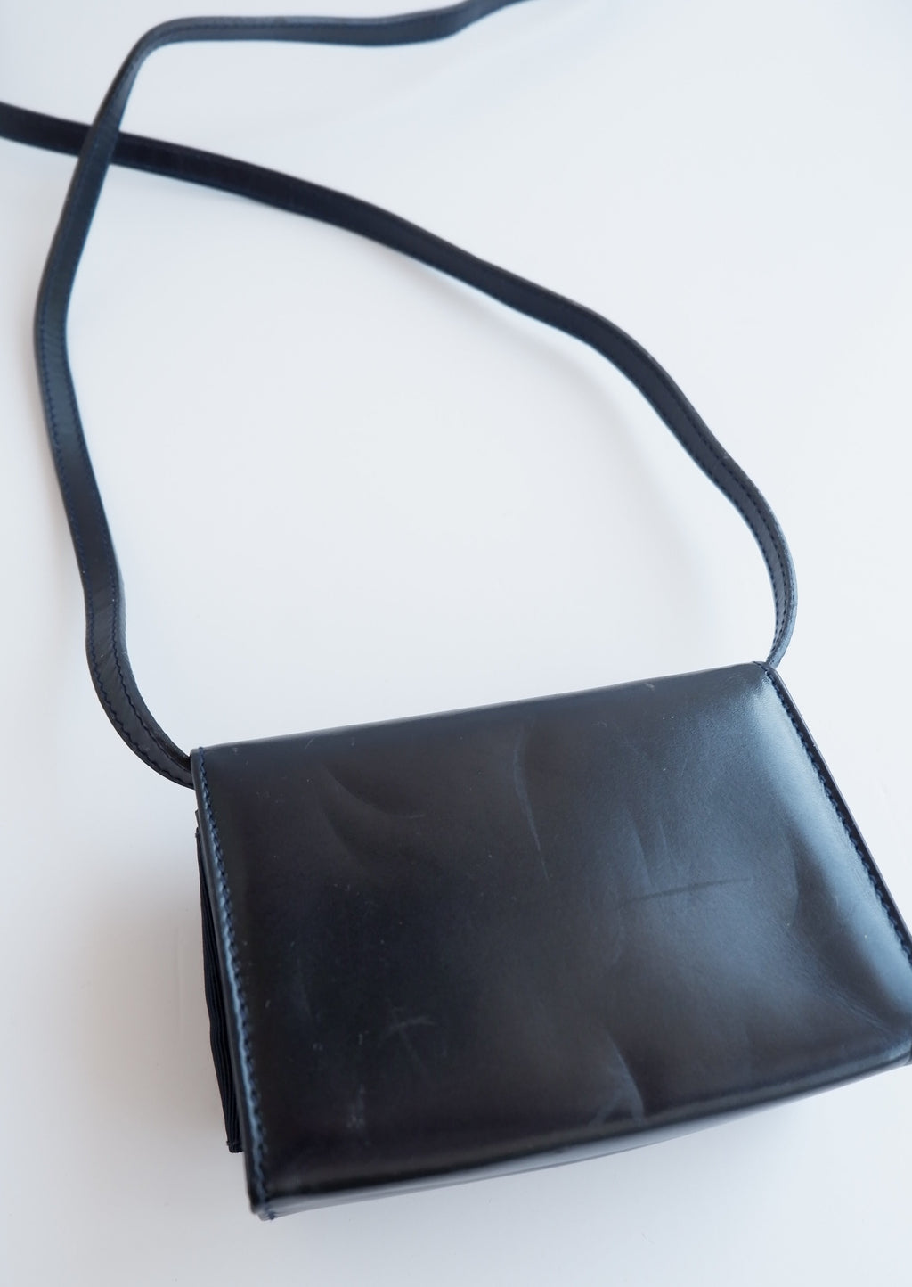 Authentic Preowed Ferragmo Navy Leather Micro Crossbody Bag