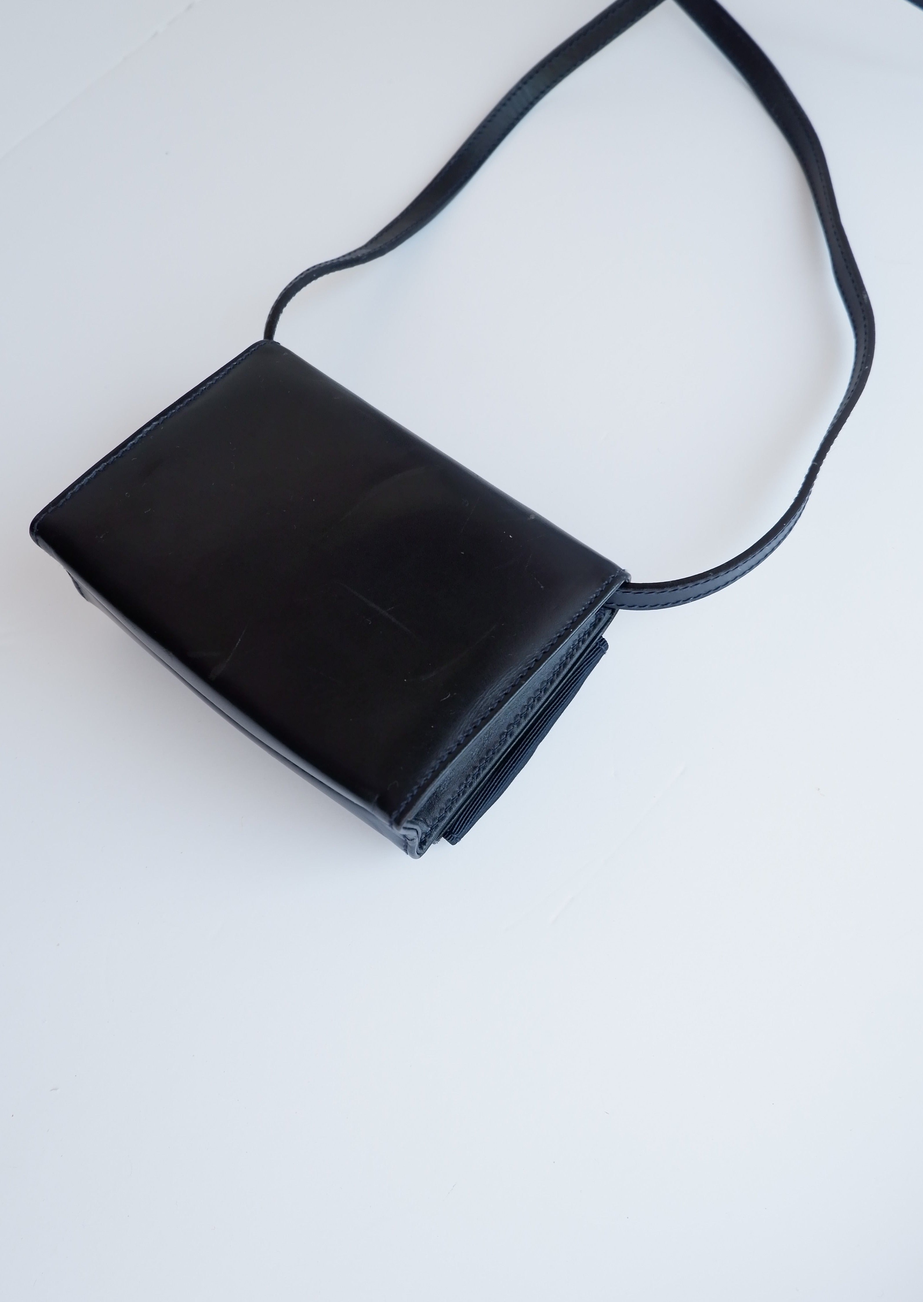 Authentic Preowed Ferragmo Navy Leather Micro Crossbody Bag
