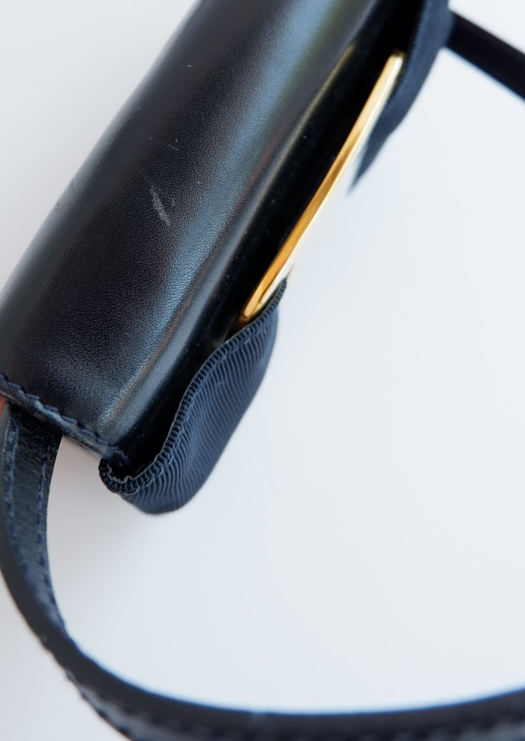 Authentic Preowed Ferragmo Navy Leather Micro Crossbody Bag