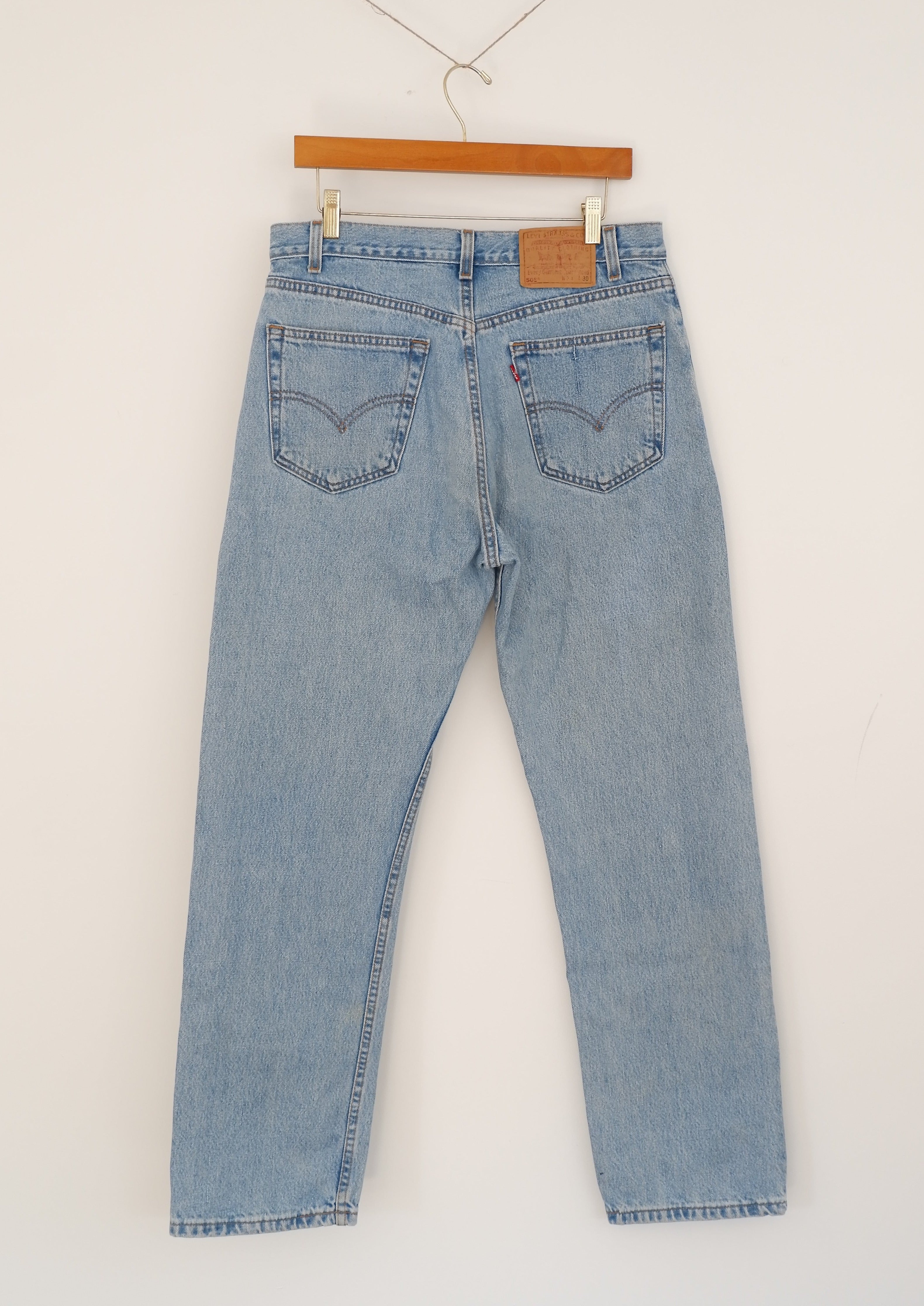 Levis 505 Light Wash Regular Fit Straight Leg Jeans - 34