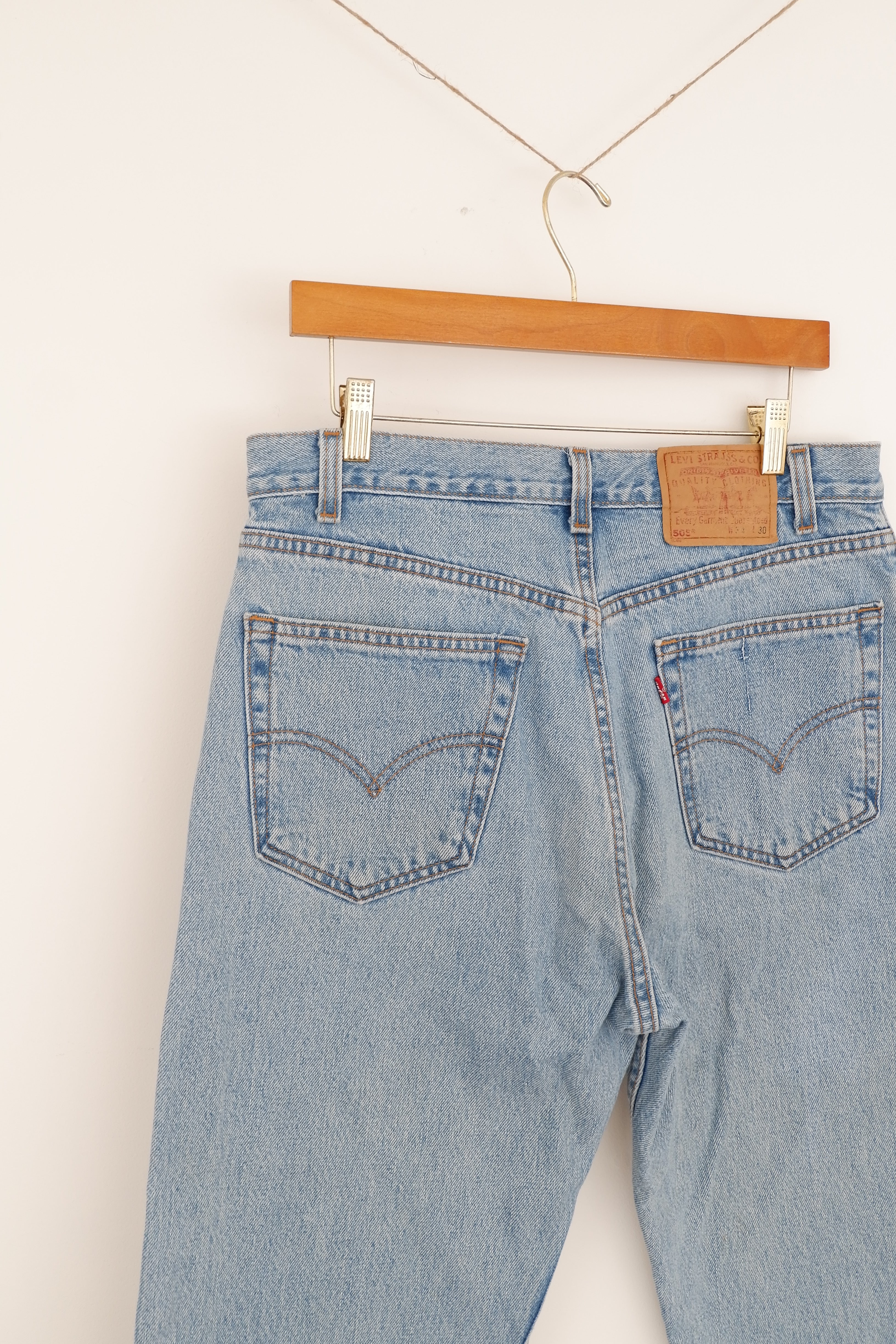 Levis 505 Light Wash Regular Fit Straight Leg Jeans - 34