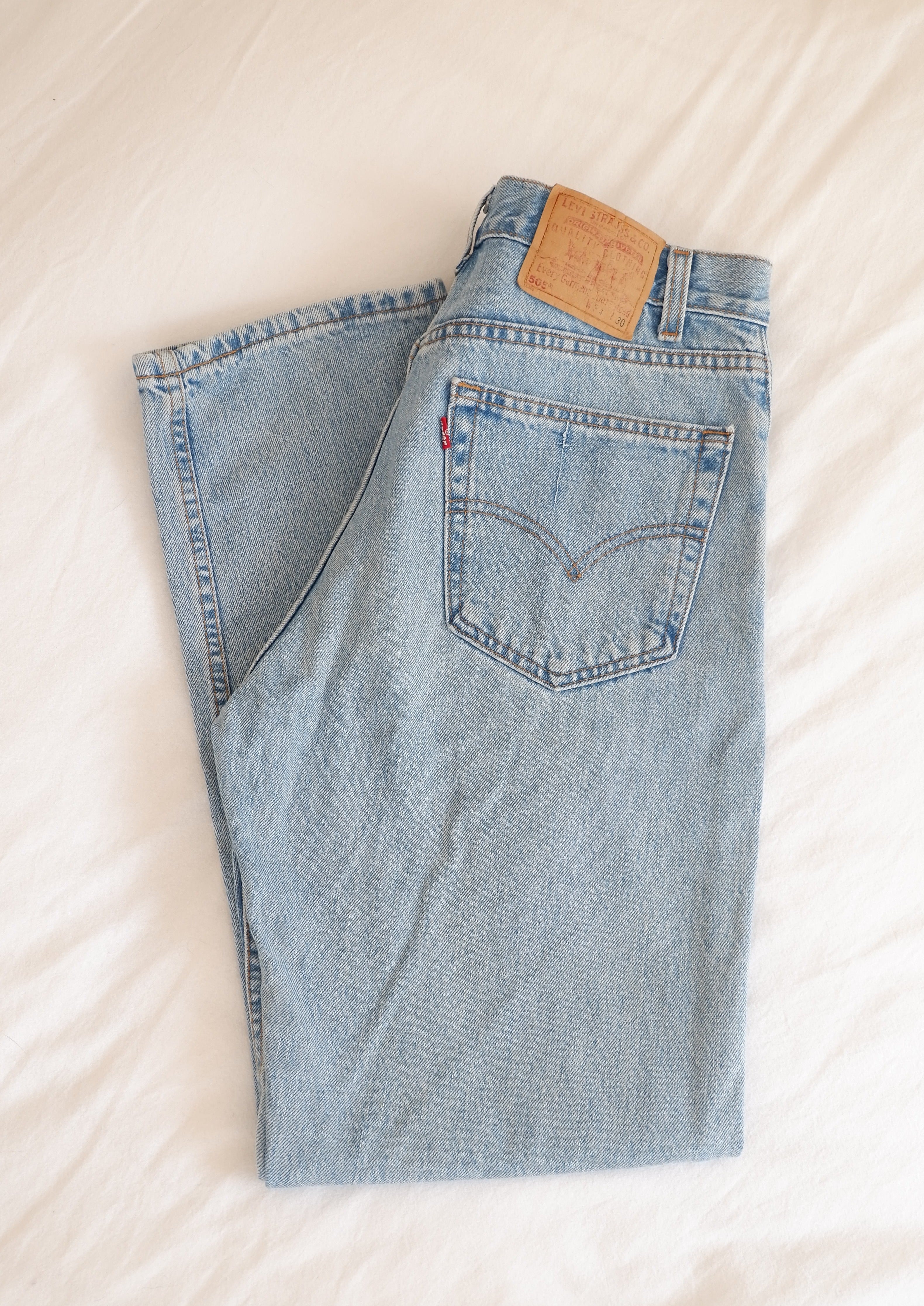 Levis 505 Light Wash Regular Fit Straight Leg Jeans - 34