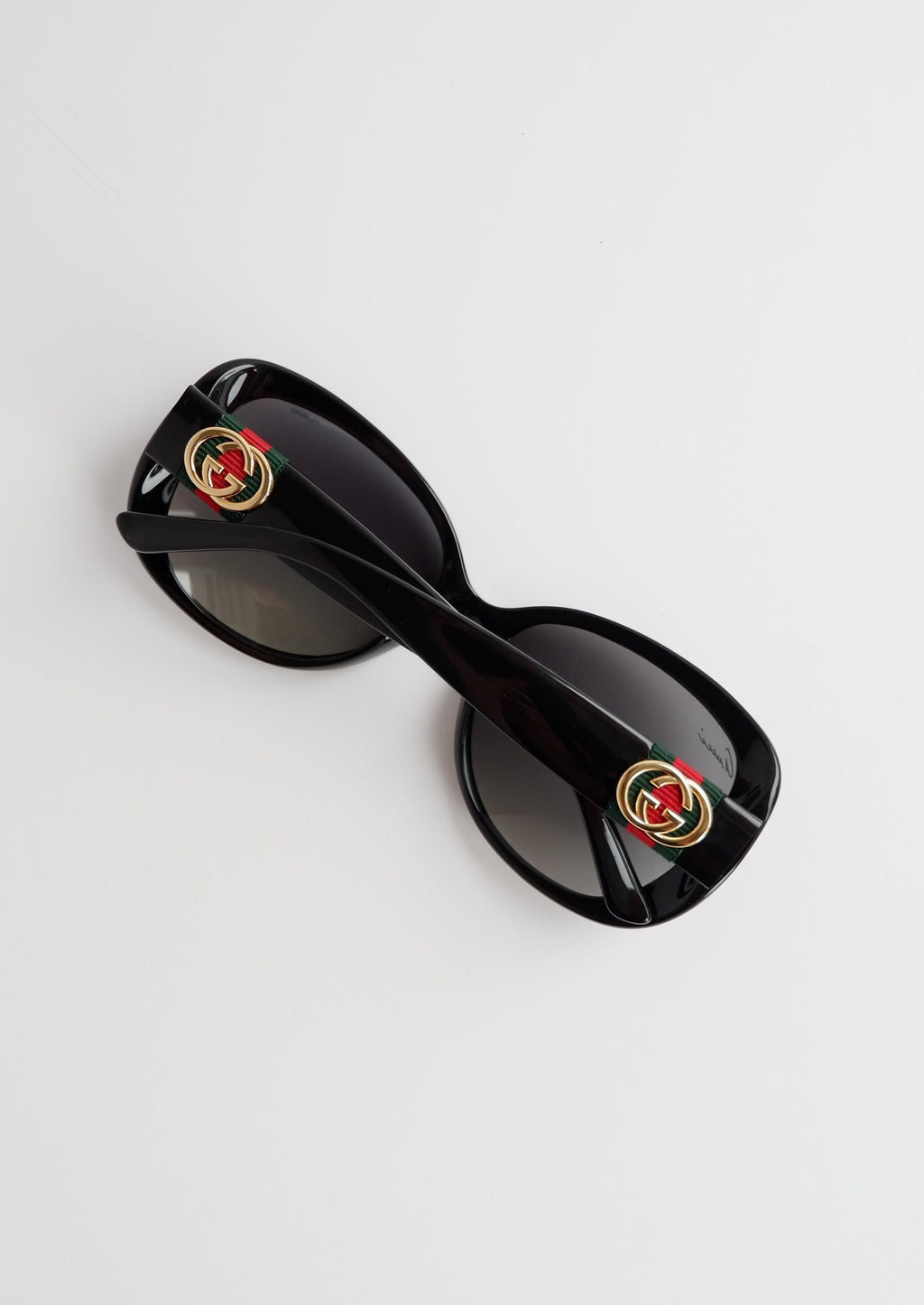 Authentiques lunettes de soleil polarisées Gucci noires à monture carrée, d'occasion