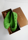 Authentiques ballerines en gelée Gucci vertes imprimé GG d'occasion - 37