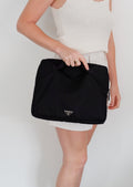 Authentique Sacoche/Pochette pour Ordinateur Portable en Nylon Noir Prada d'occasion