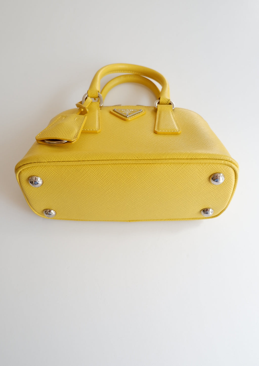 Sac à main Prada Saffiano Promenade jaune d'occasion authentique