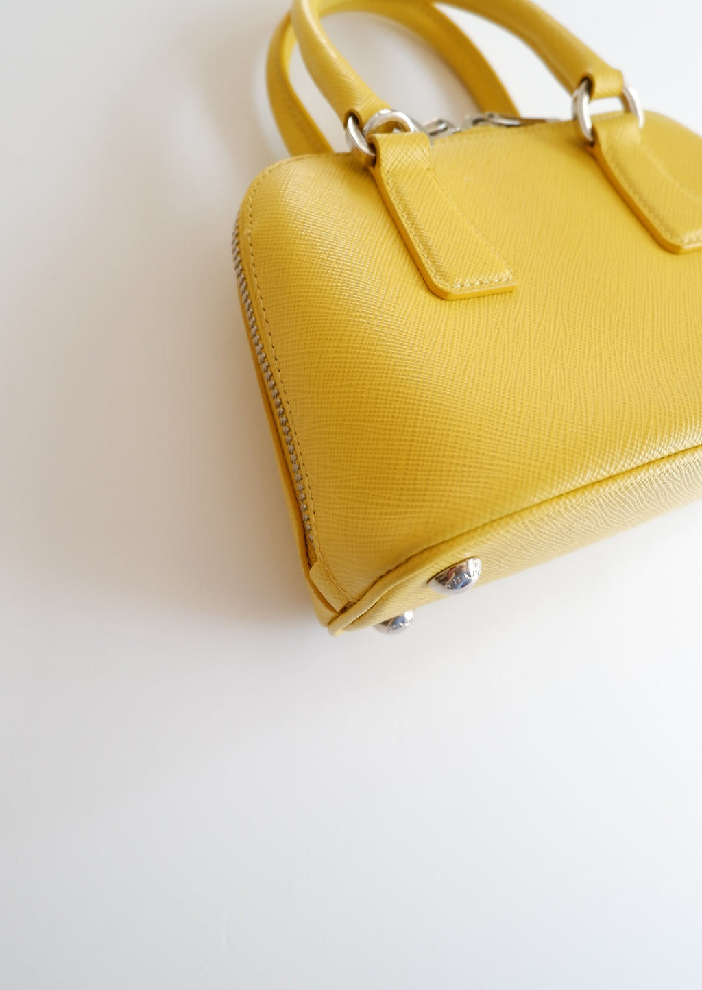 Sac à main Prada Saffiano Promenade jaune d'occasion authentique