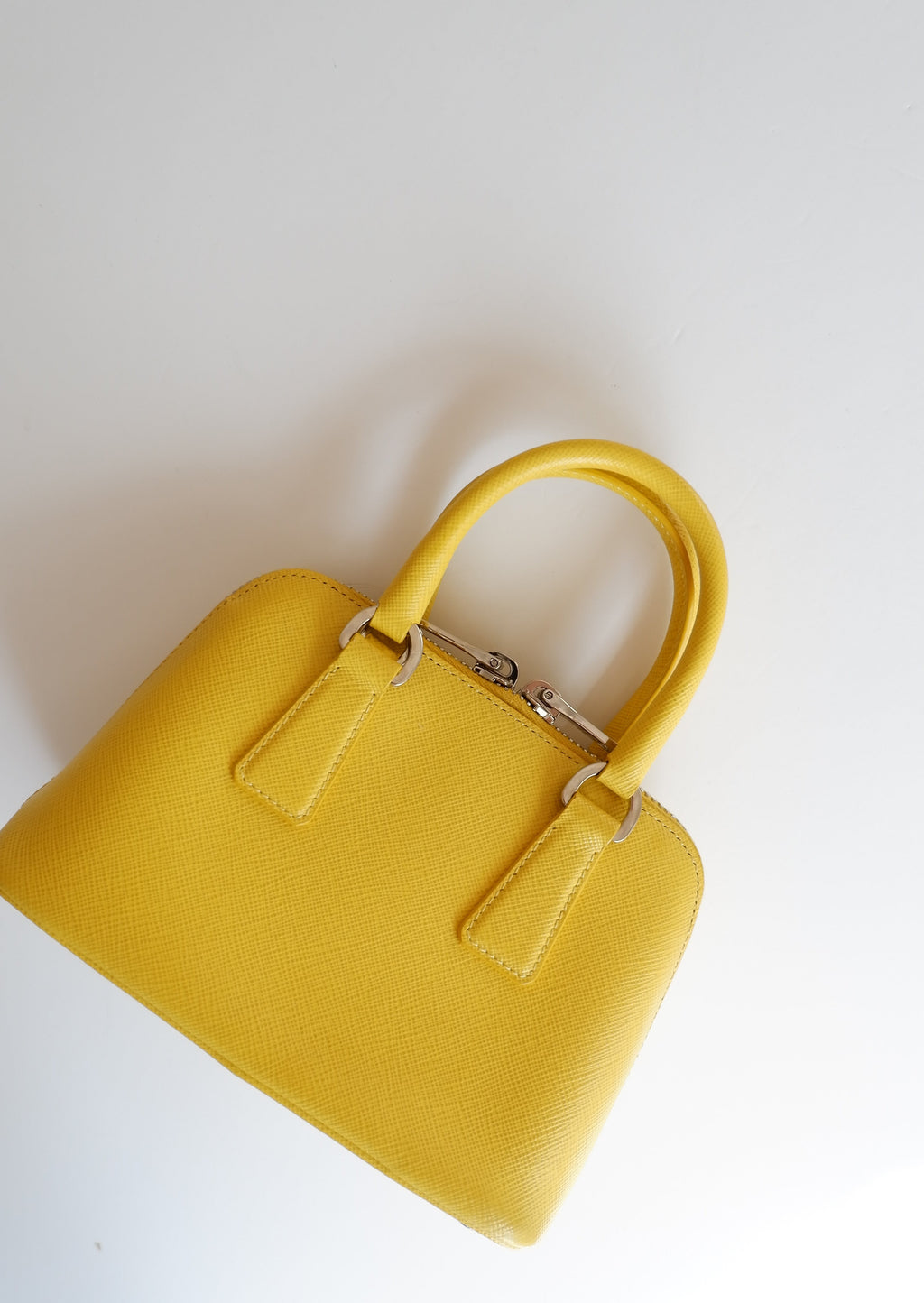 Sac à main Prada Saffiano Promenade jaune d'occasion authentique