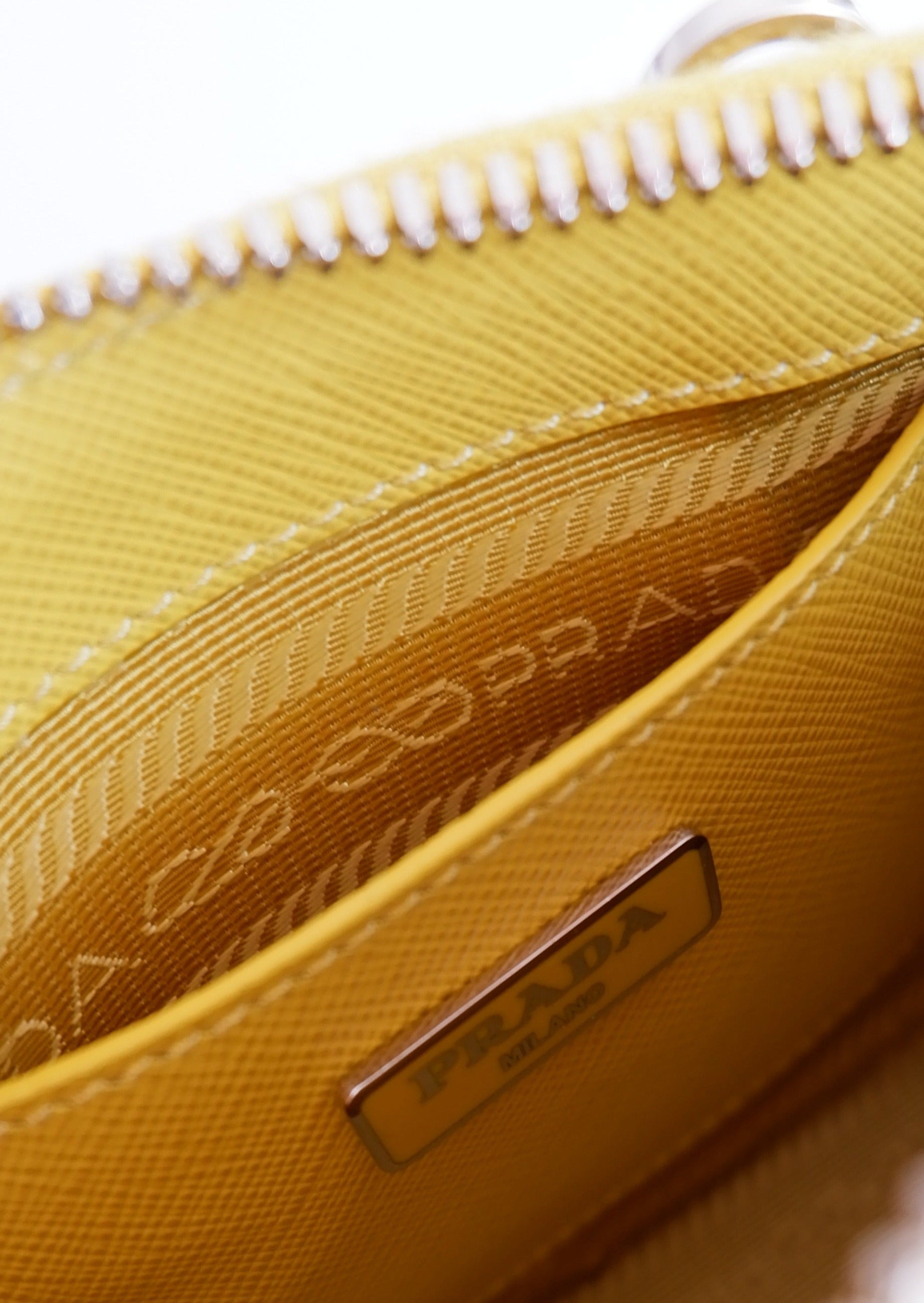 Sac à main Prada Saffiano Promenade jaune d'occasion authentique