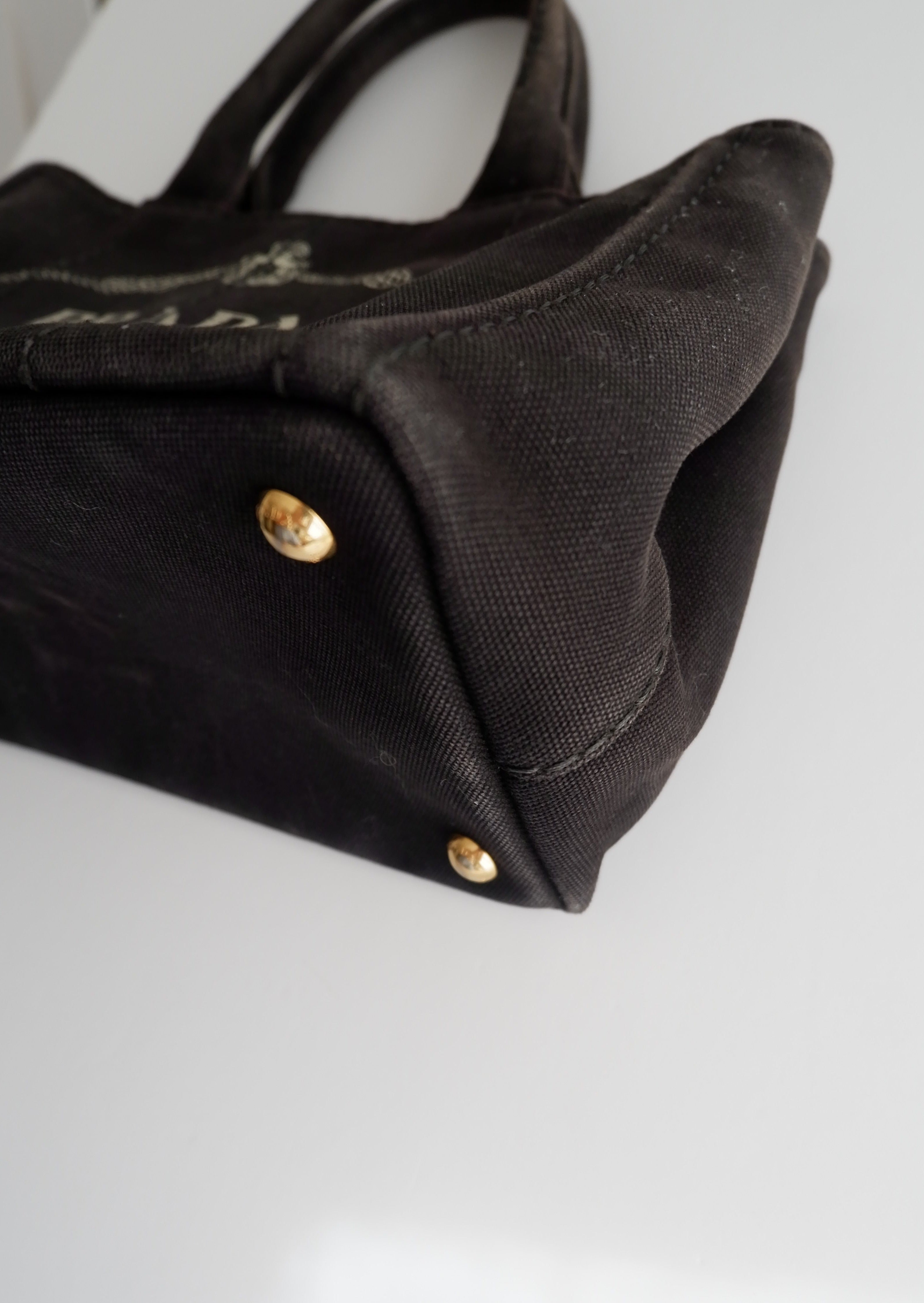 Authentique Sac Cabas Prada Canapa en Toile Noire d'Occasion