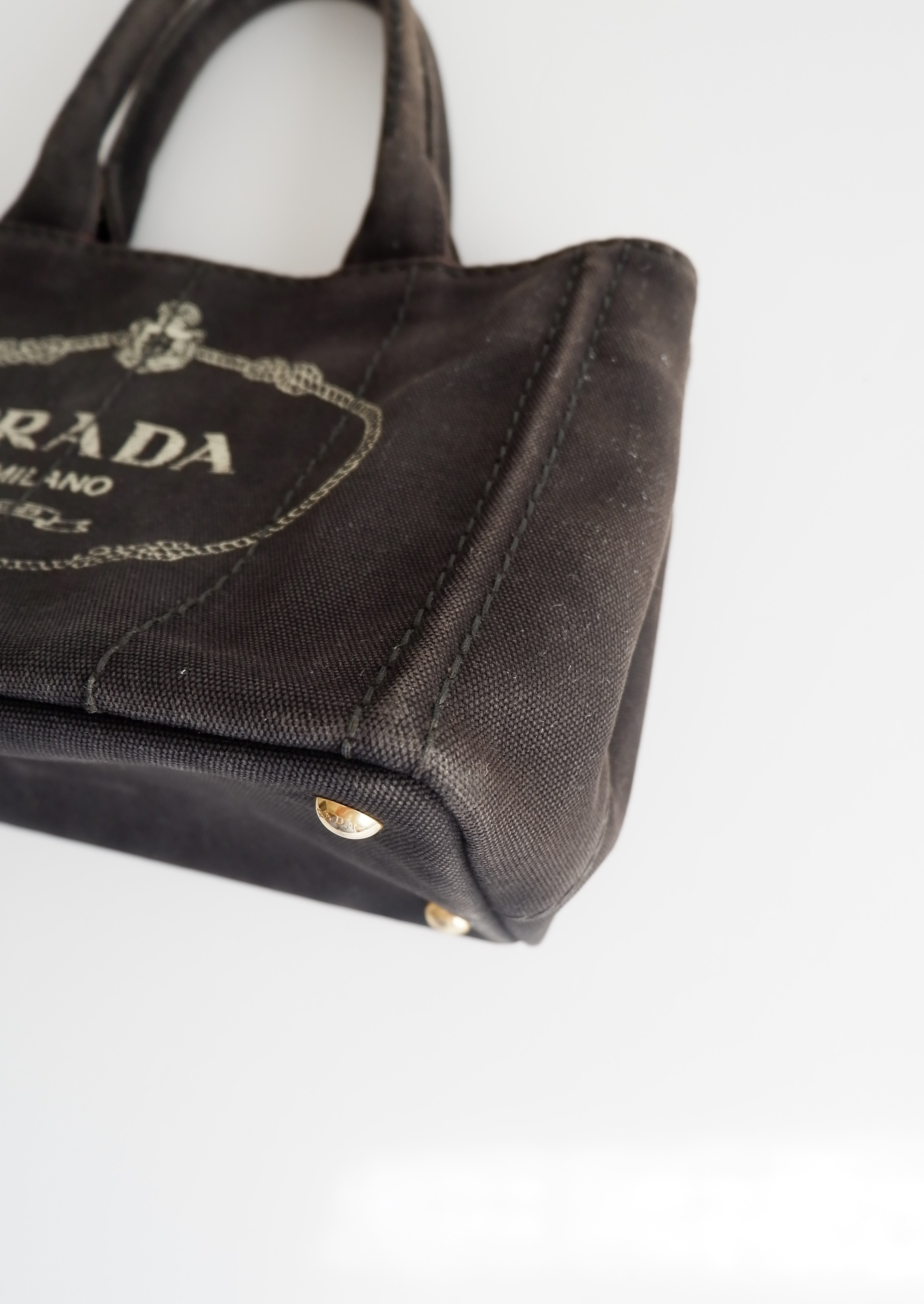 Authentique Sac Cabas Prada Canapa en Toile Noire d'Occasion