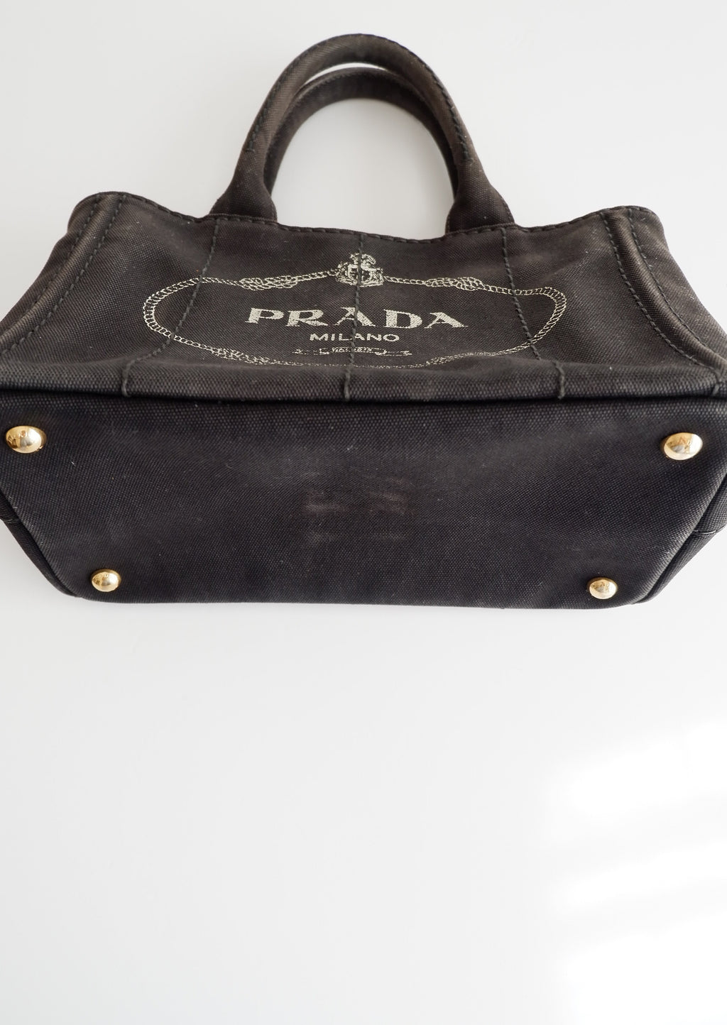 Authentique Sac Cabas Prada Canapa en Toile Noire d'Occasion