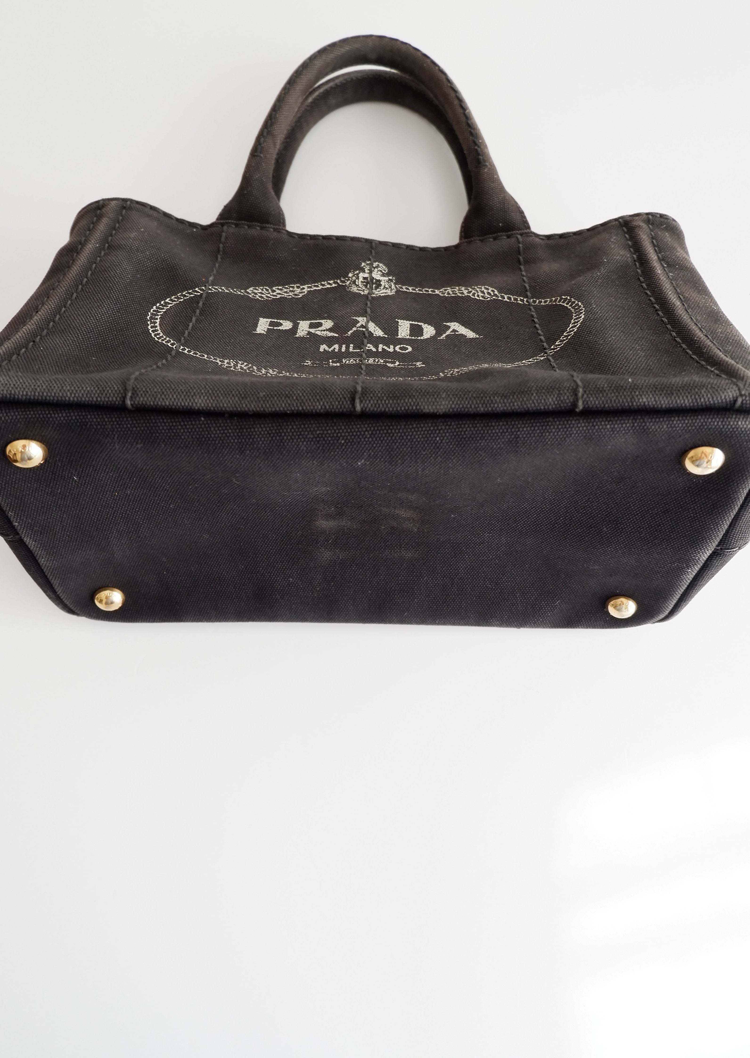 Authentique Sac Cabas Prada Canapa en Toile Noire d'Occasion