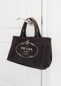 Authentique Sac Cabas Prada Canapa en Toile Noire d'Occasion