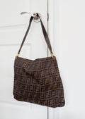 Authentic Preowned Vintage Fendi Zucca Print Large Shoulder Bag
