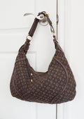 Authentique Sac bandoulière Louis Vuitton Mini Lin Manon PM Ébène d'occasion
