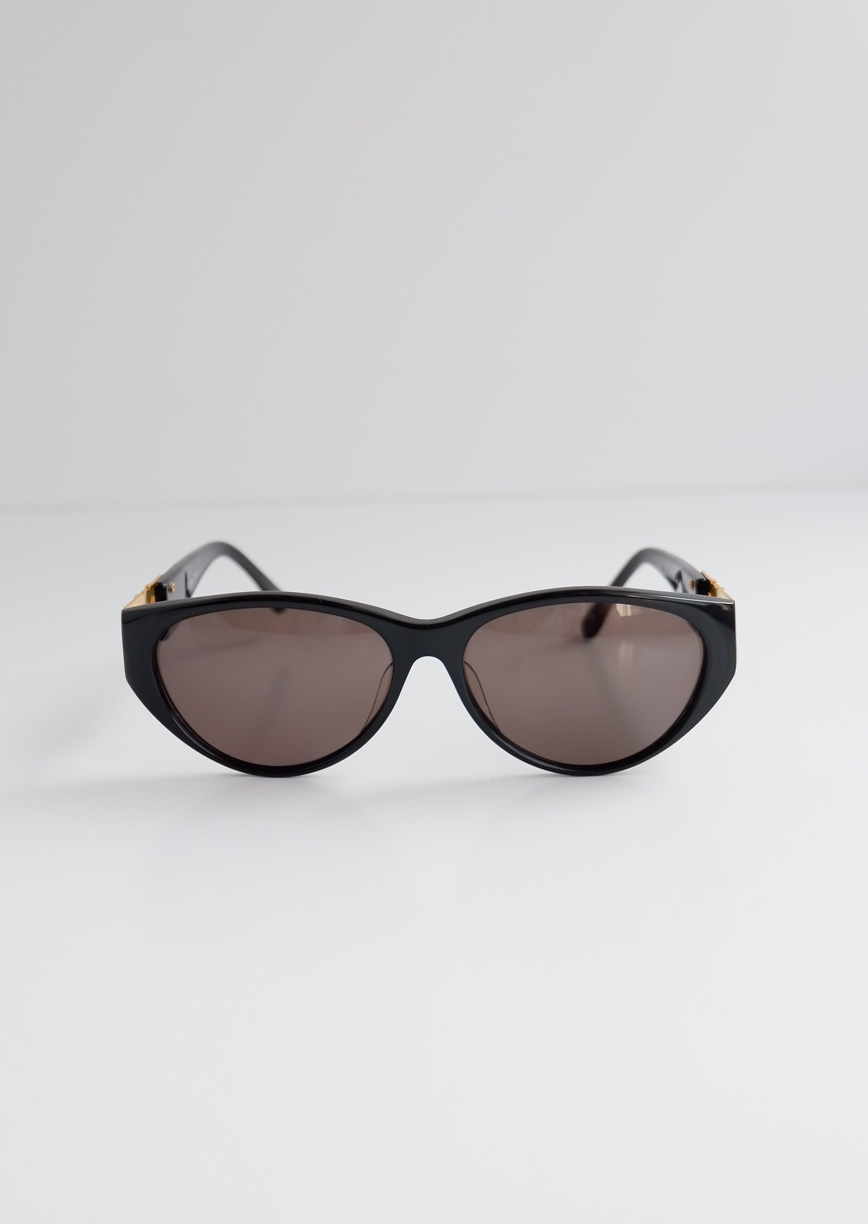 Authentic Preowned Vintage Celine Black Gold/ Embellished Logo Cat Eye Sunglasses