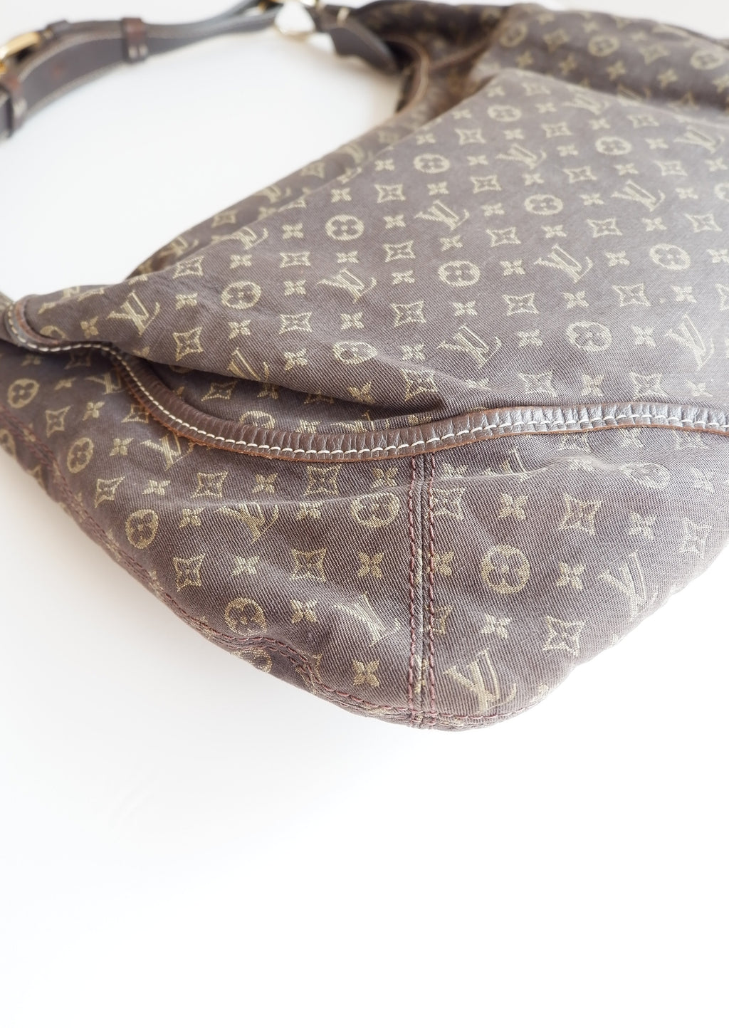 Authentique Sac bandoulière Louis Vuitton Mini Lin Manon PM Ébène d'occasion