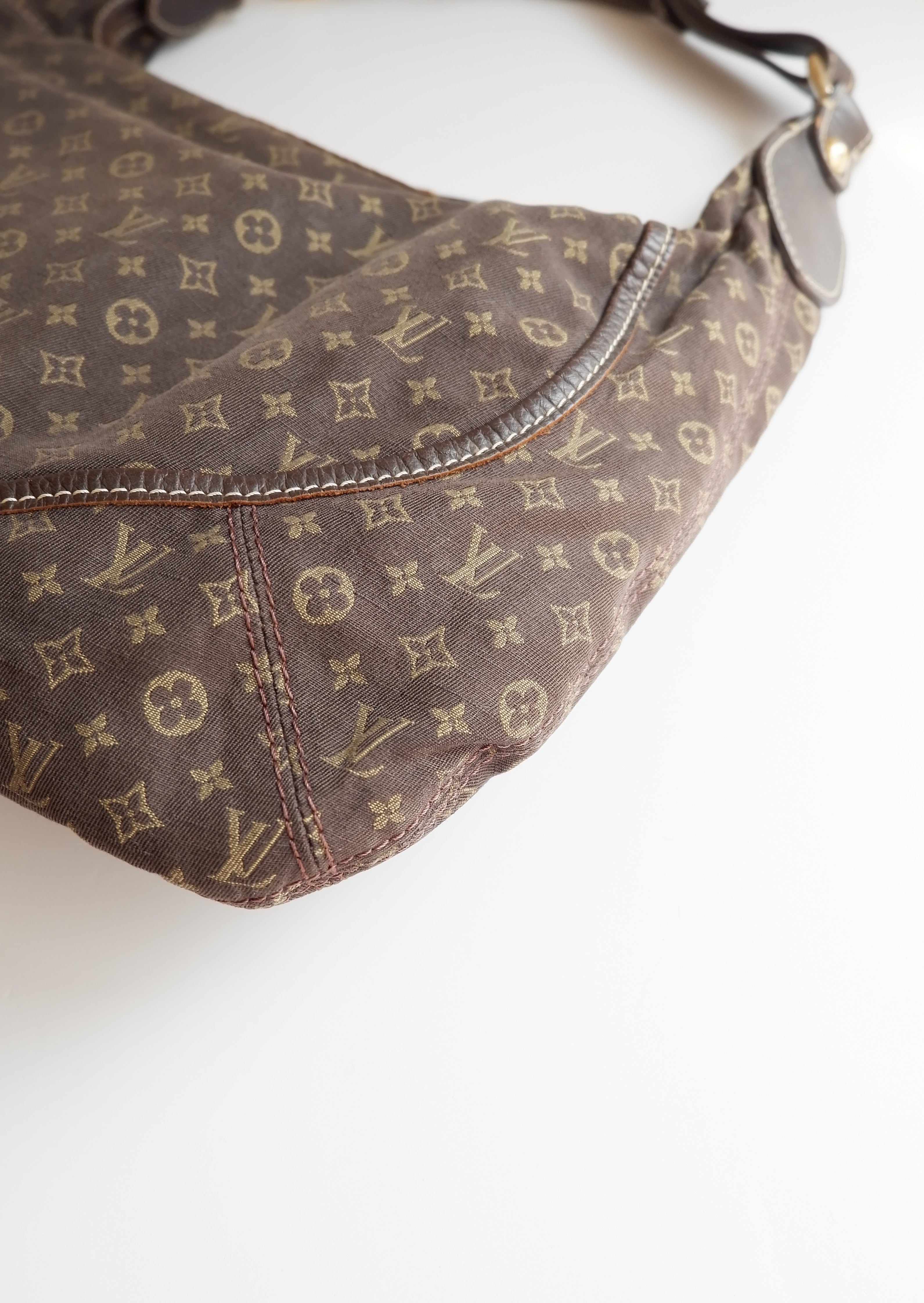 Authentique Sac bandoulière Louis Vuitton Mini Lin Manon PM Ébène d'occasion