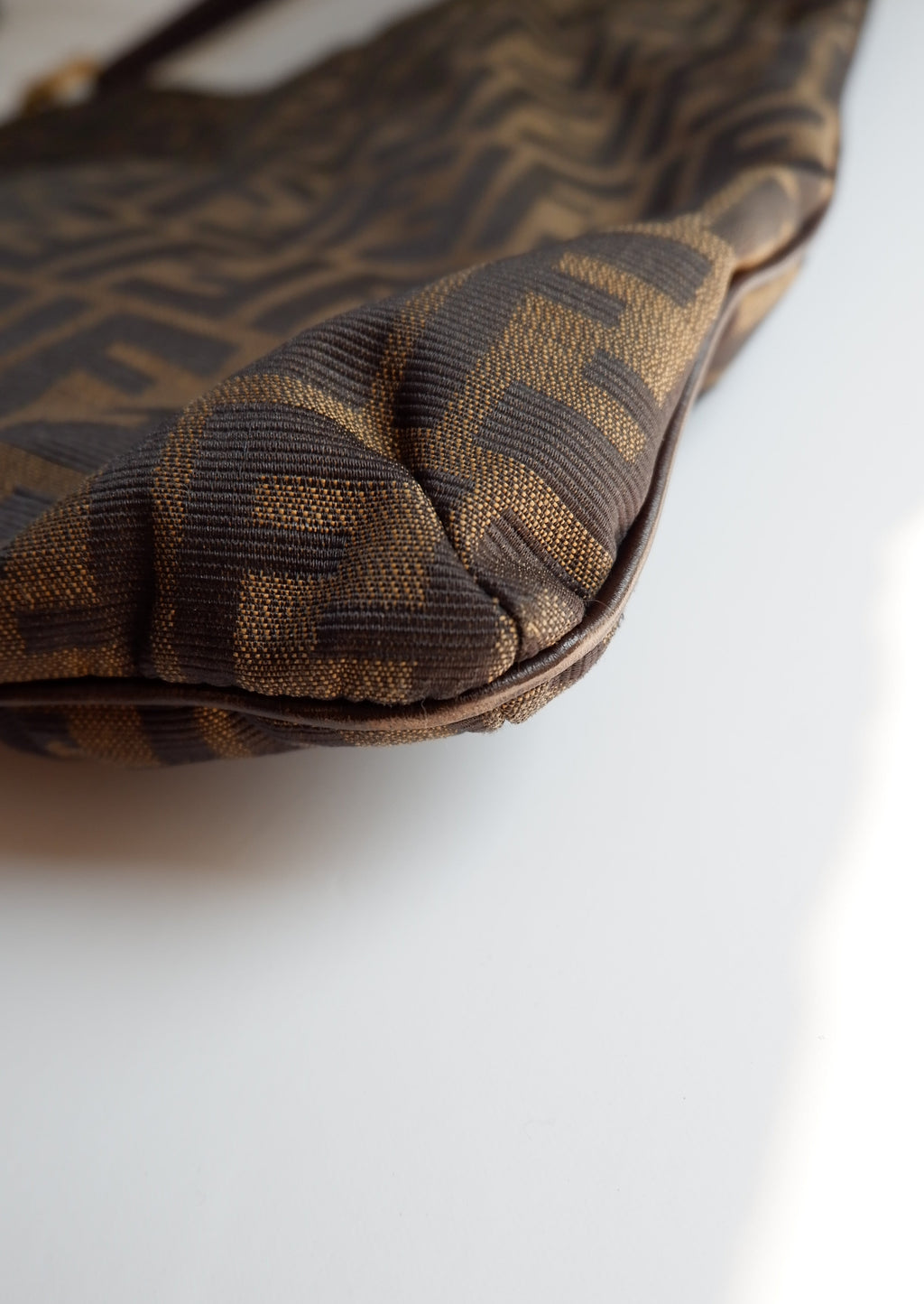 Authentic Preowned Vintage Fendi Zucca Print Large Shoulder Bag