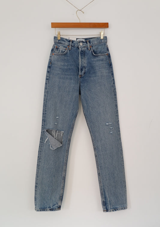 AGOLDE 90's Pinch Waist High Rise Straight Medium Wash Jeans - 24