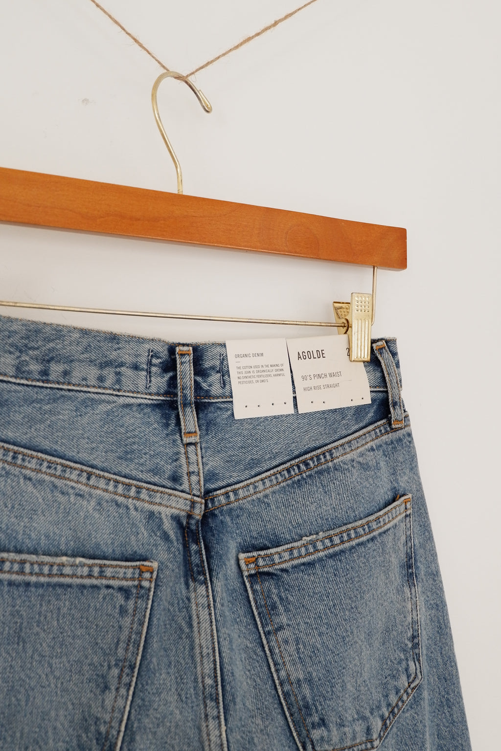 AGOLDE Jean droit taille haute taille pincée des années 90 à lavage moyen - 24