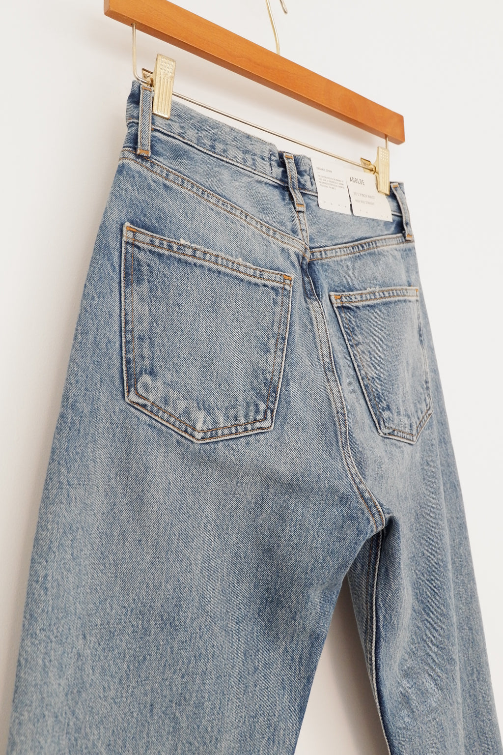 AGOLDE Jean droit taille haute taille pincée des années 90 à lavage moyen - 24