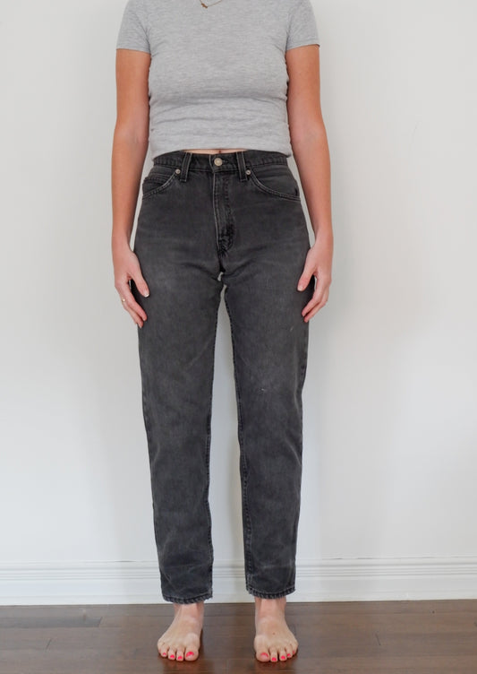 Levis Vintage 550 Black/Grey Highwaisted Tapered Leg Jeans - 27