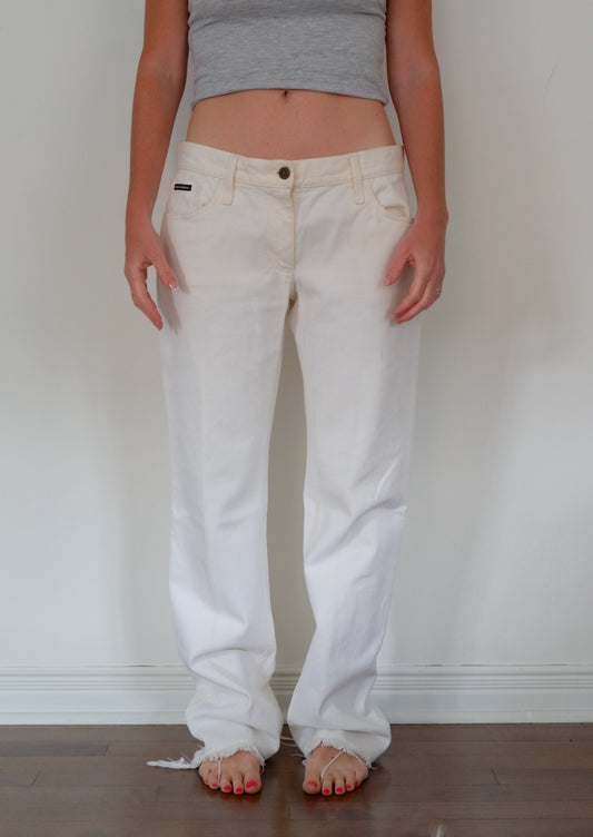 Dolce & Gabbana Cream Low Rise Flare Jeans - (34 US / 46 Italian)