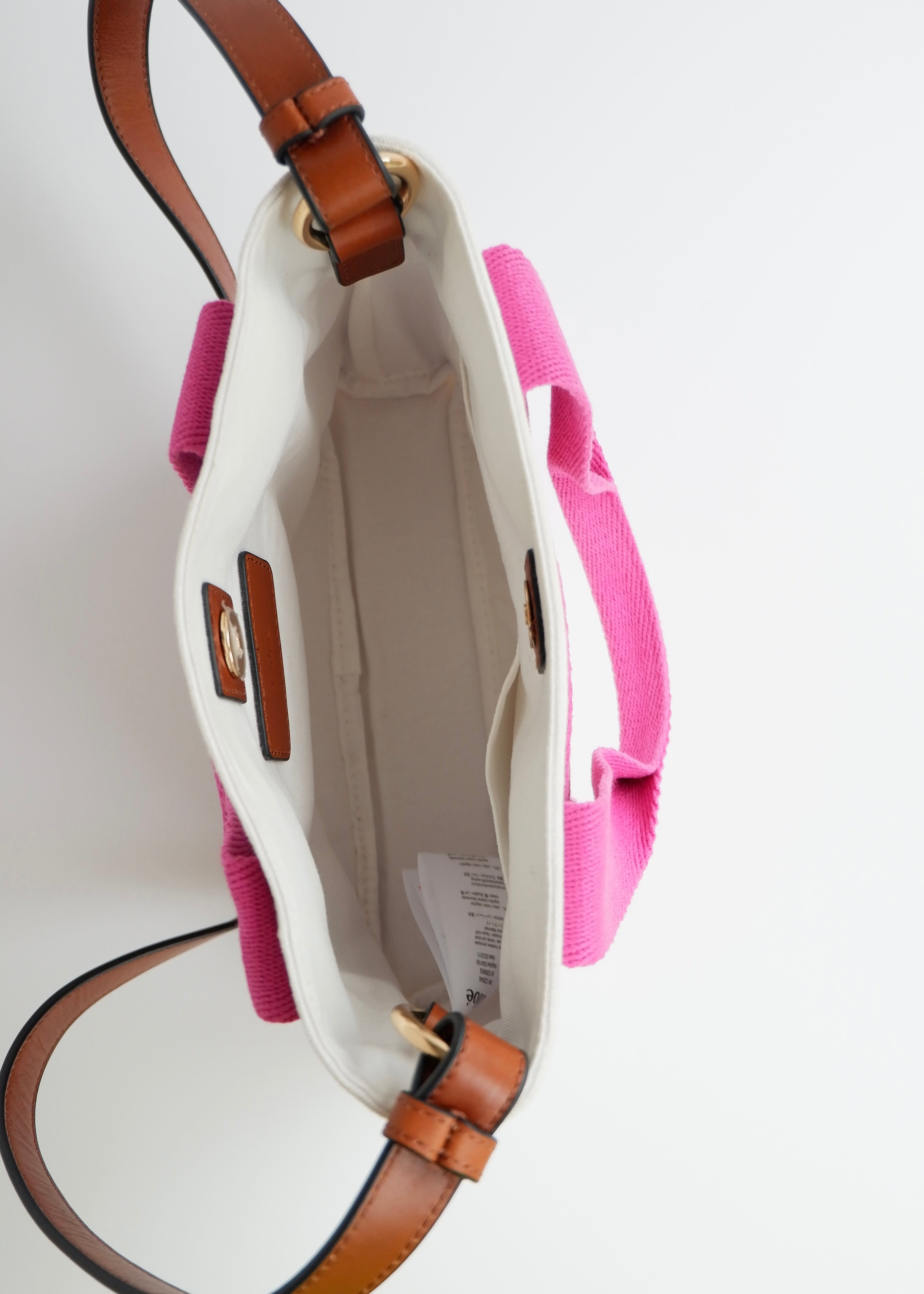 Sac Chloe bandoulière ou à main en toile blanc/rose authentique d'occasion