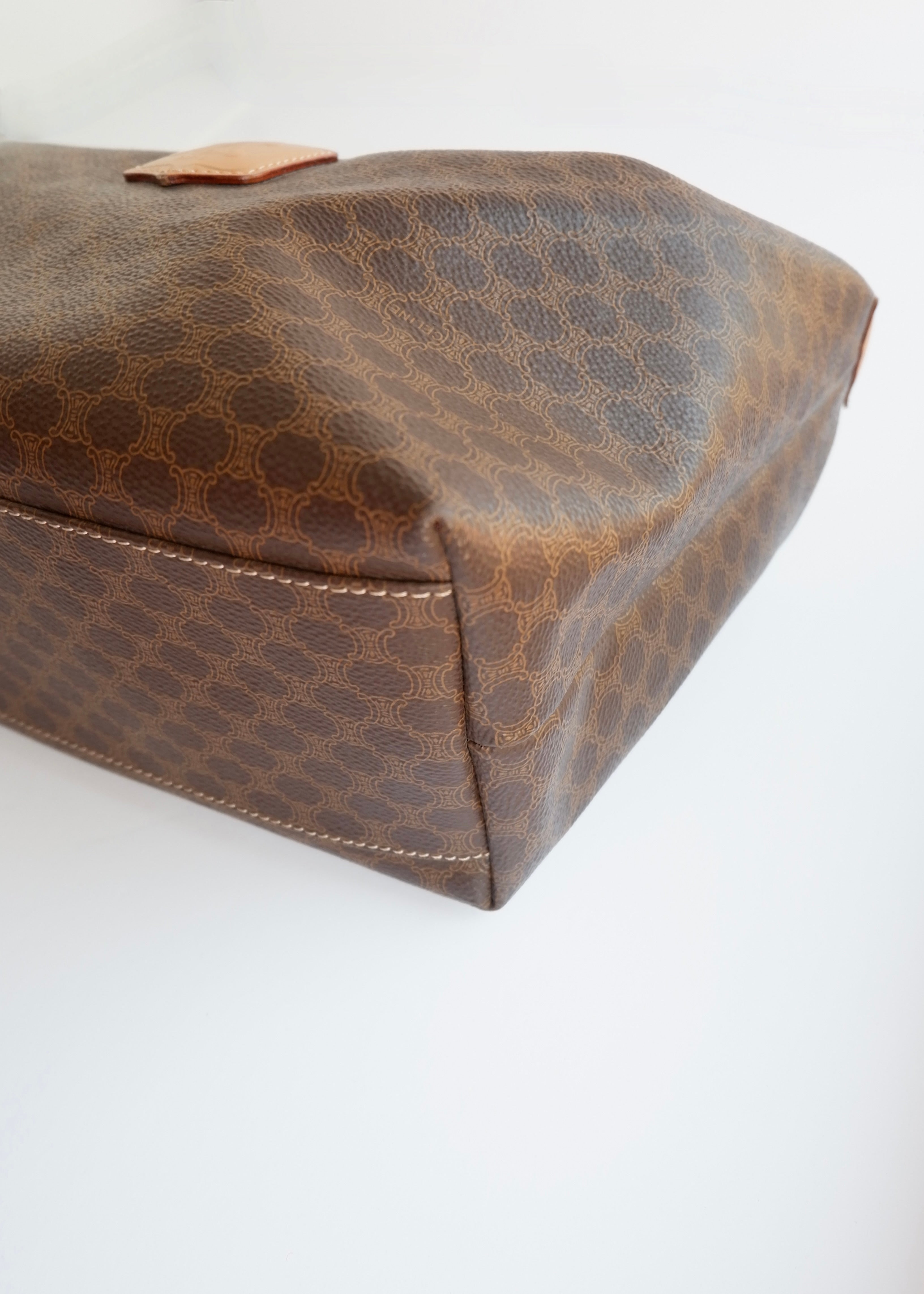 Preowned Vintage Celine Brown Macadam Print Shoulder Bag