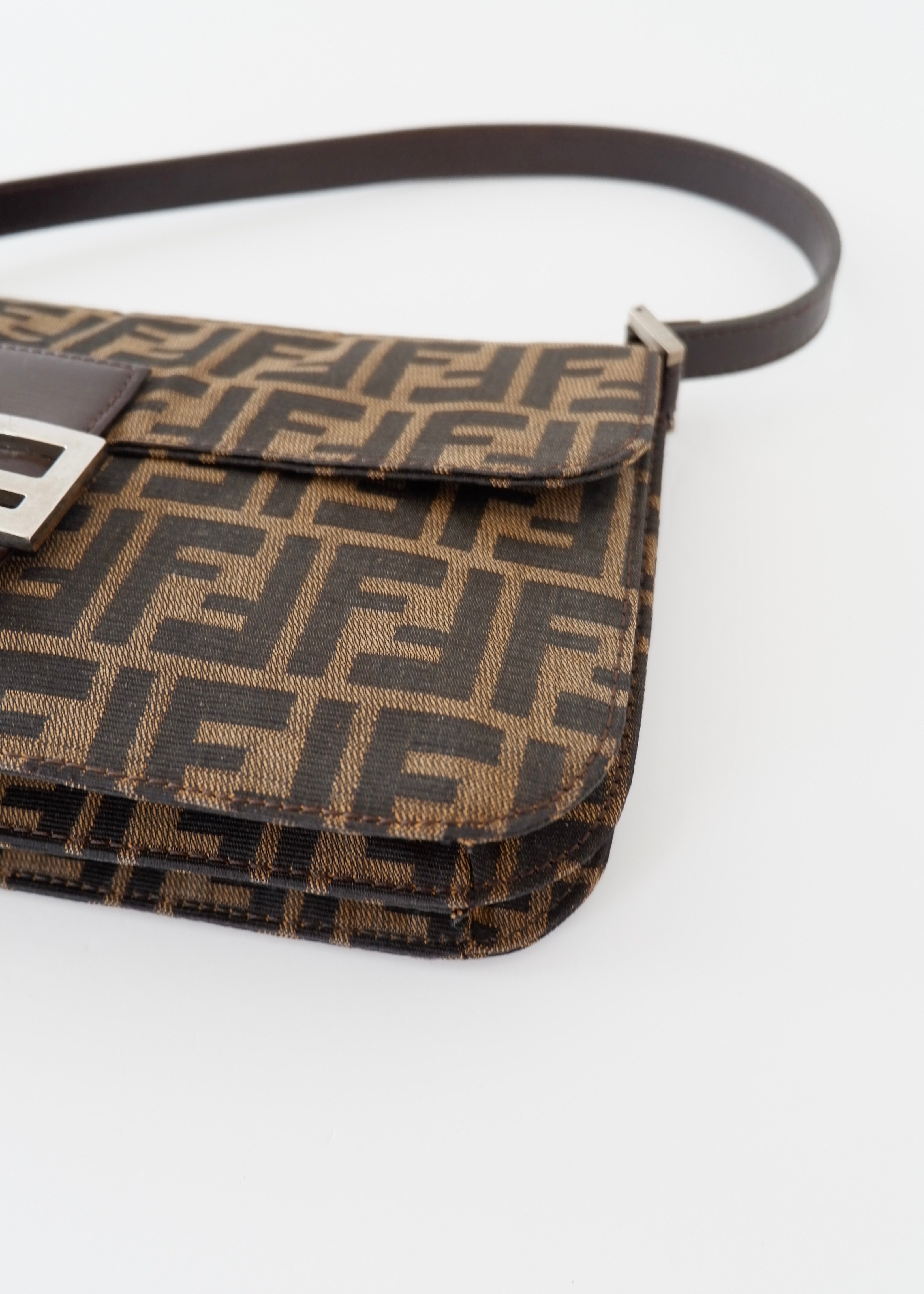 Authentic Preowned Vintage Fendi Brown Zucca Shoulder Bag