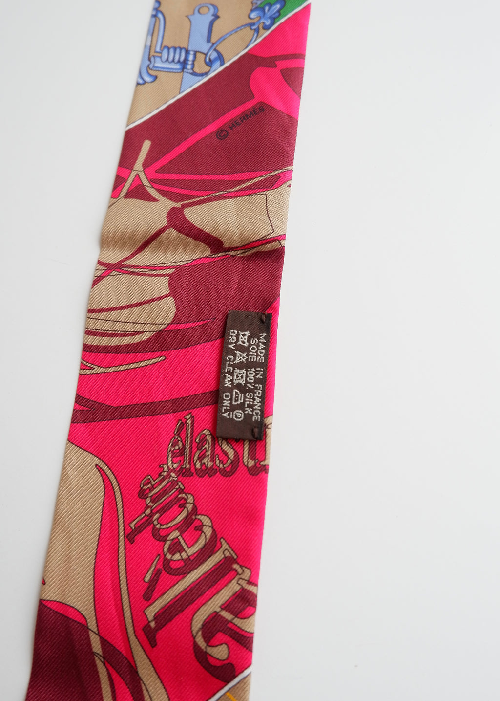 Authentic Preowned Hermes Pink Mixed Print Twilly