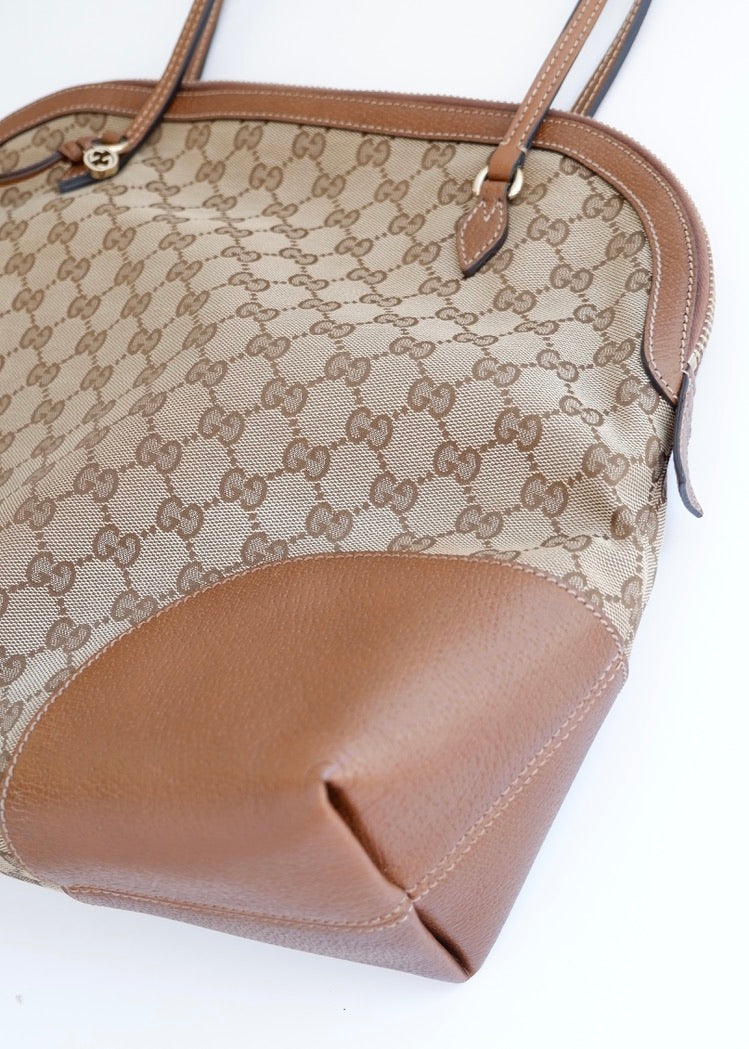 Preowned Gucci Brown GG Canvas Bowler Shoulder Bag