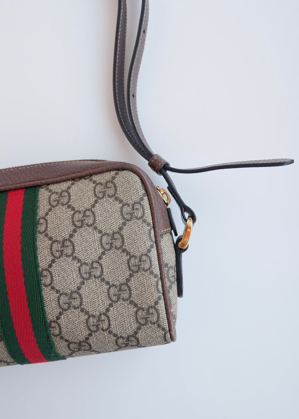 Authentique Sac bandoulière mini Ophidia Gucci en toile GG marron d'occasion